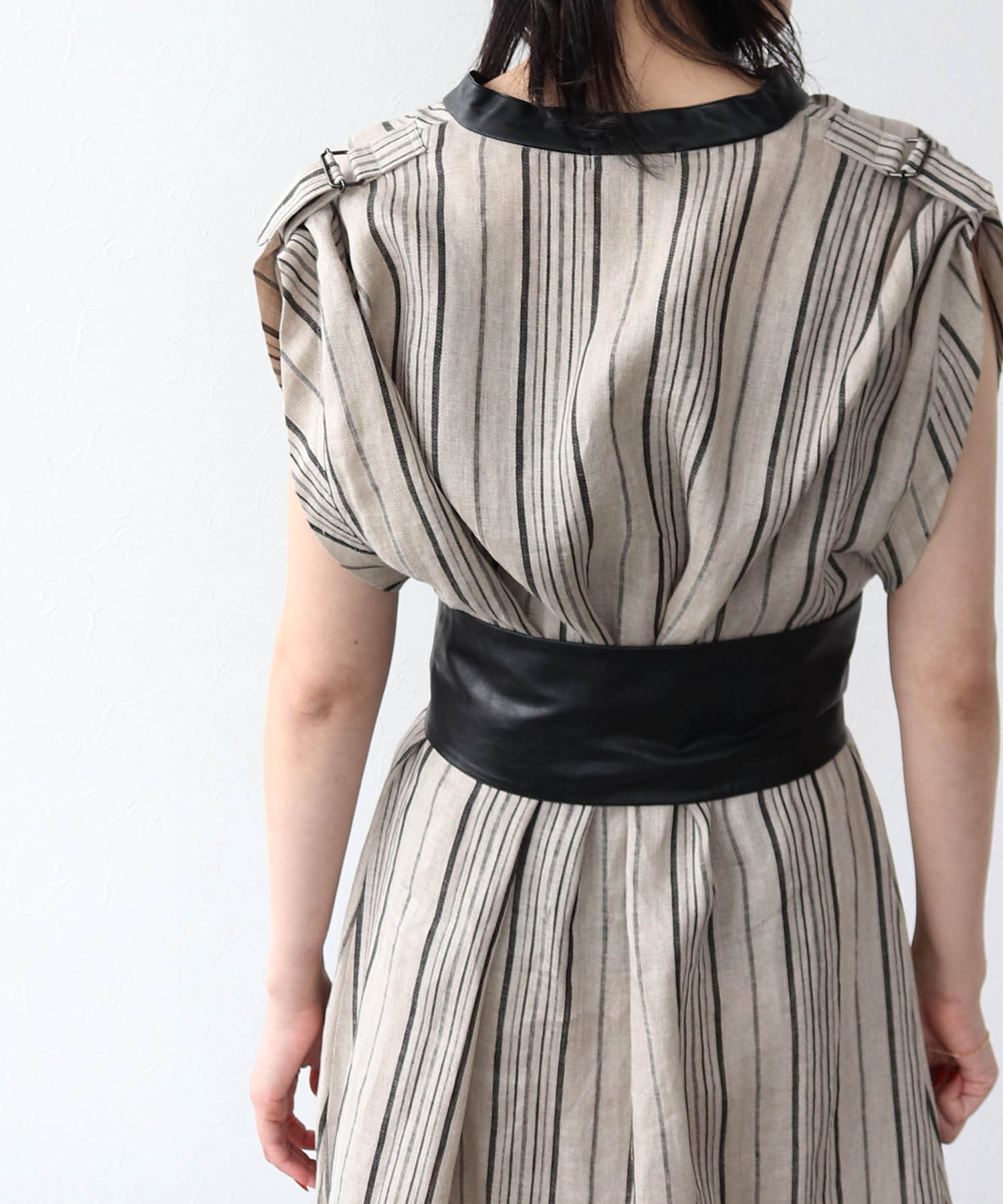 linen silk nep stripe dress