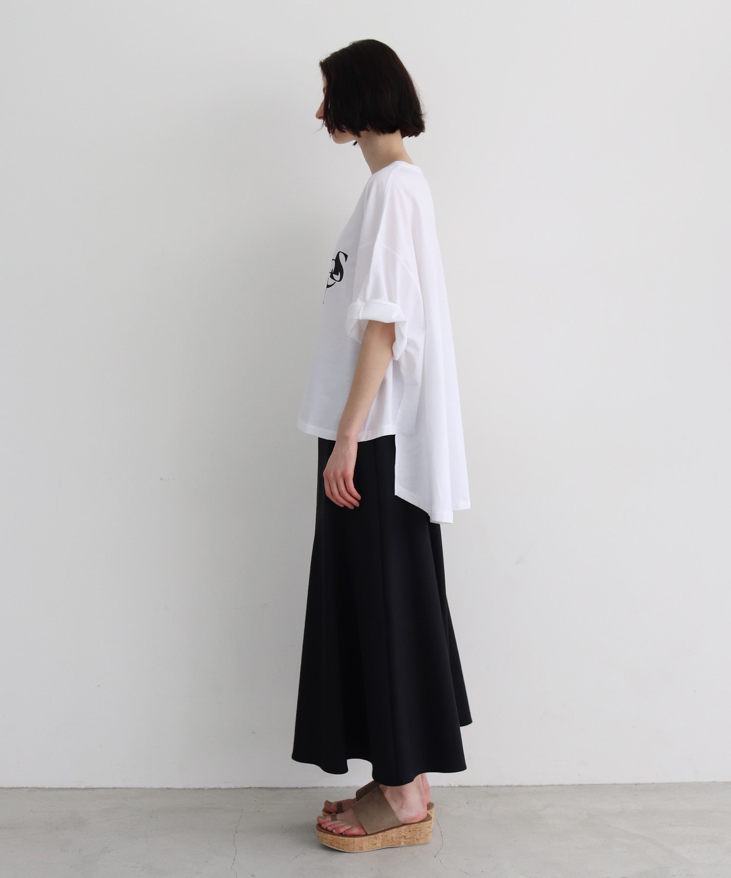 asymmetric jersey flare skirt