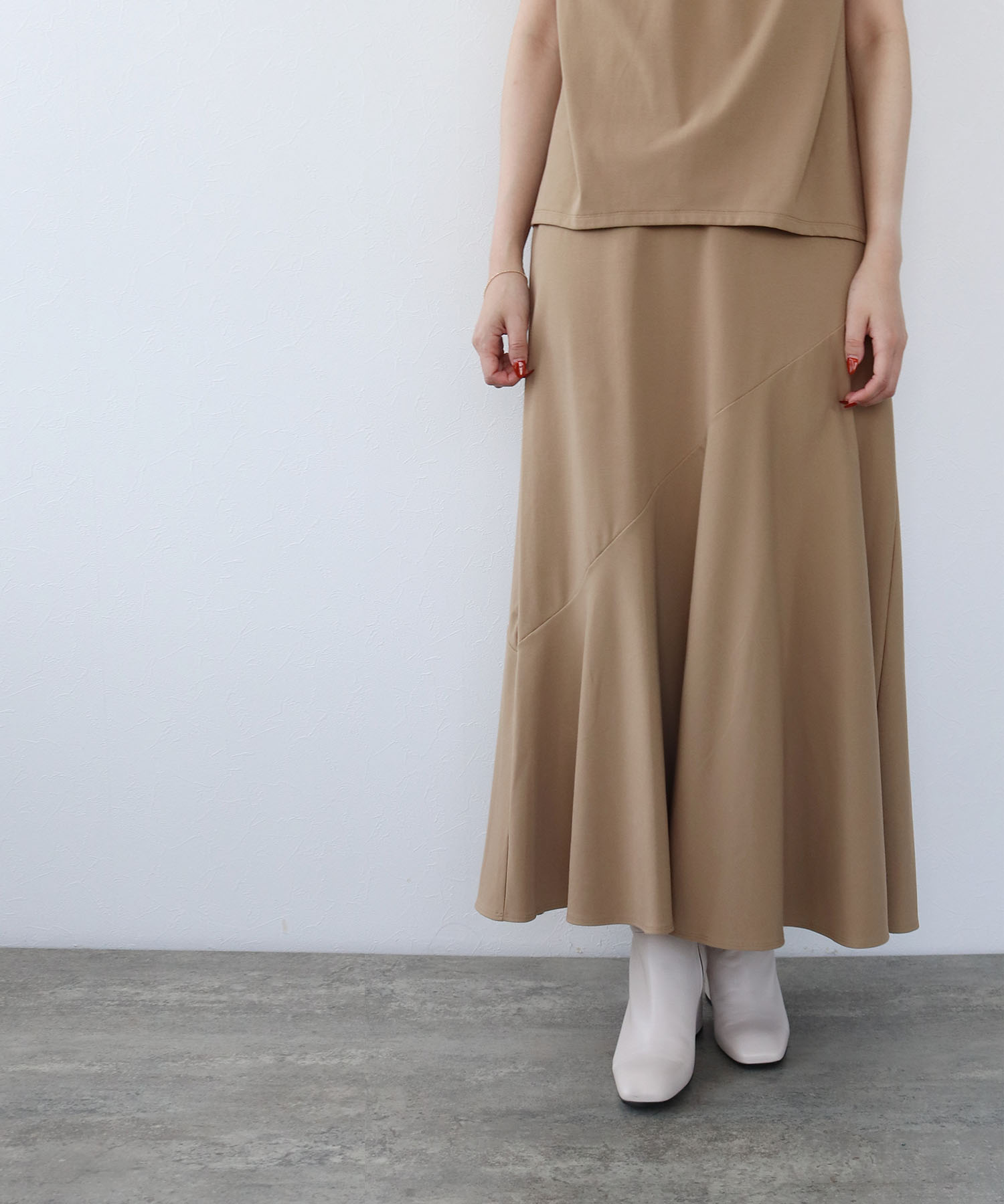 asymmetric jersey flare skirt