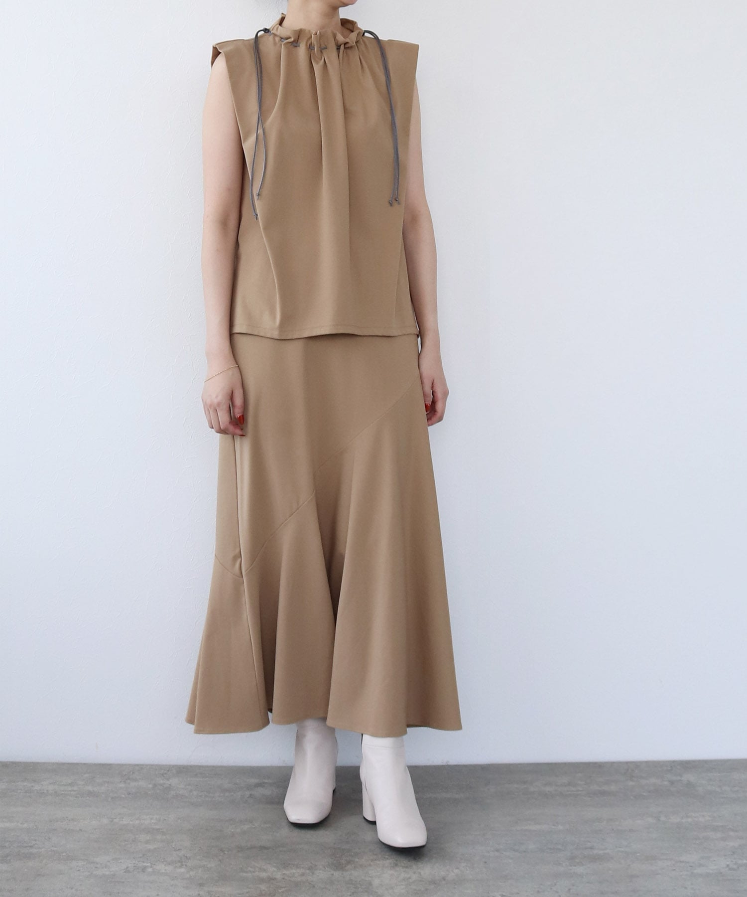 asymmetric jersey flare skirt