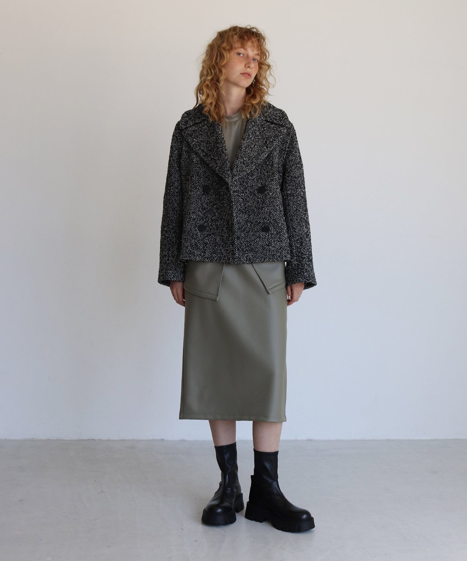 leather like midi pencil skirt