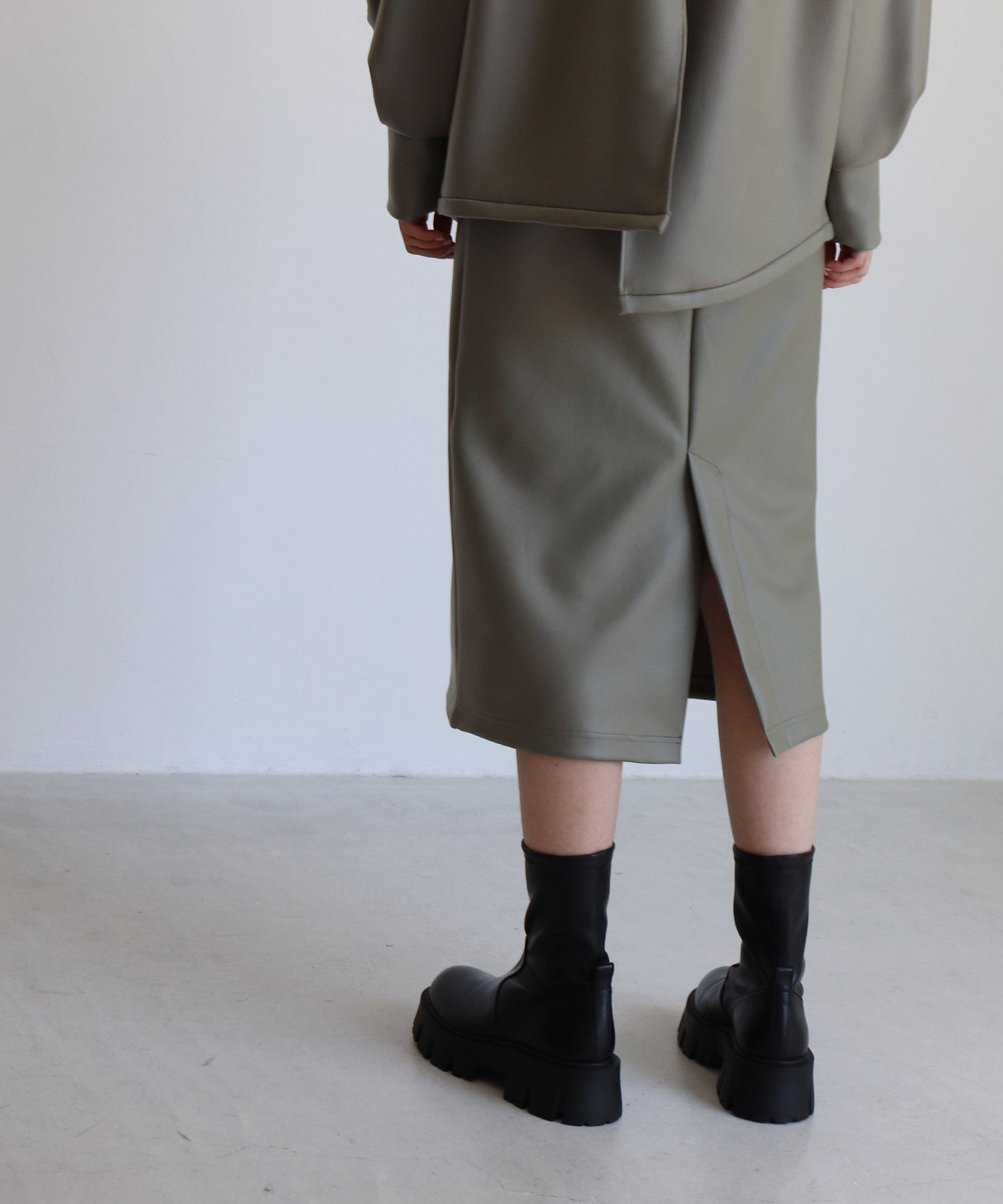 leather like midi pencil skirt