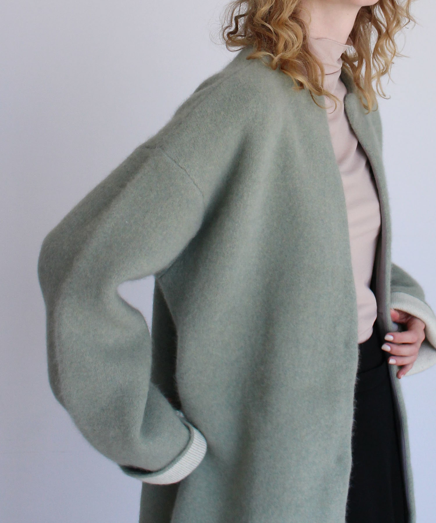 racoon wool doubleface knit jacket