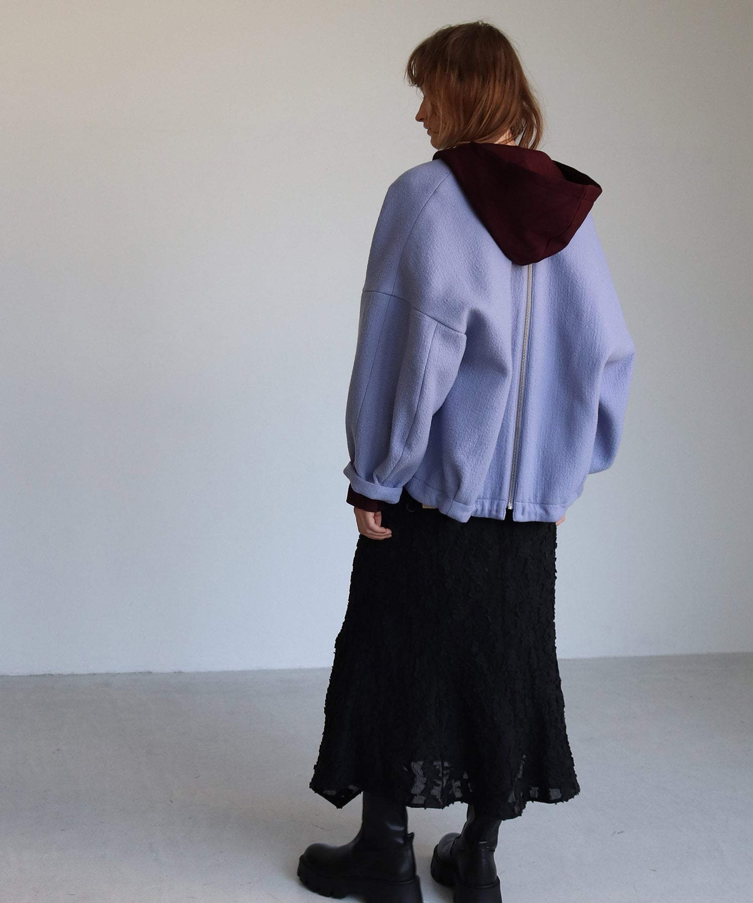 back zip no collar short coat