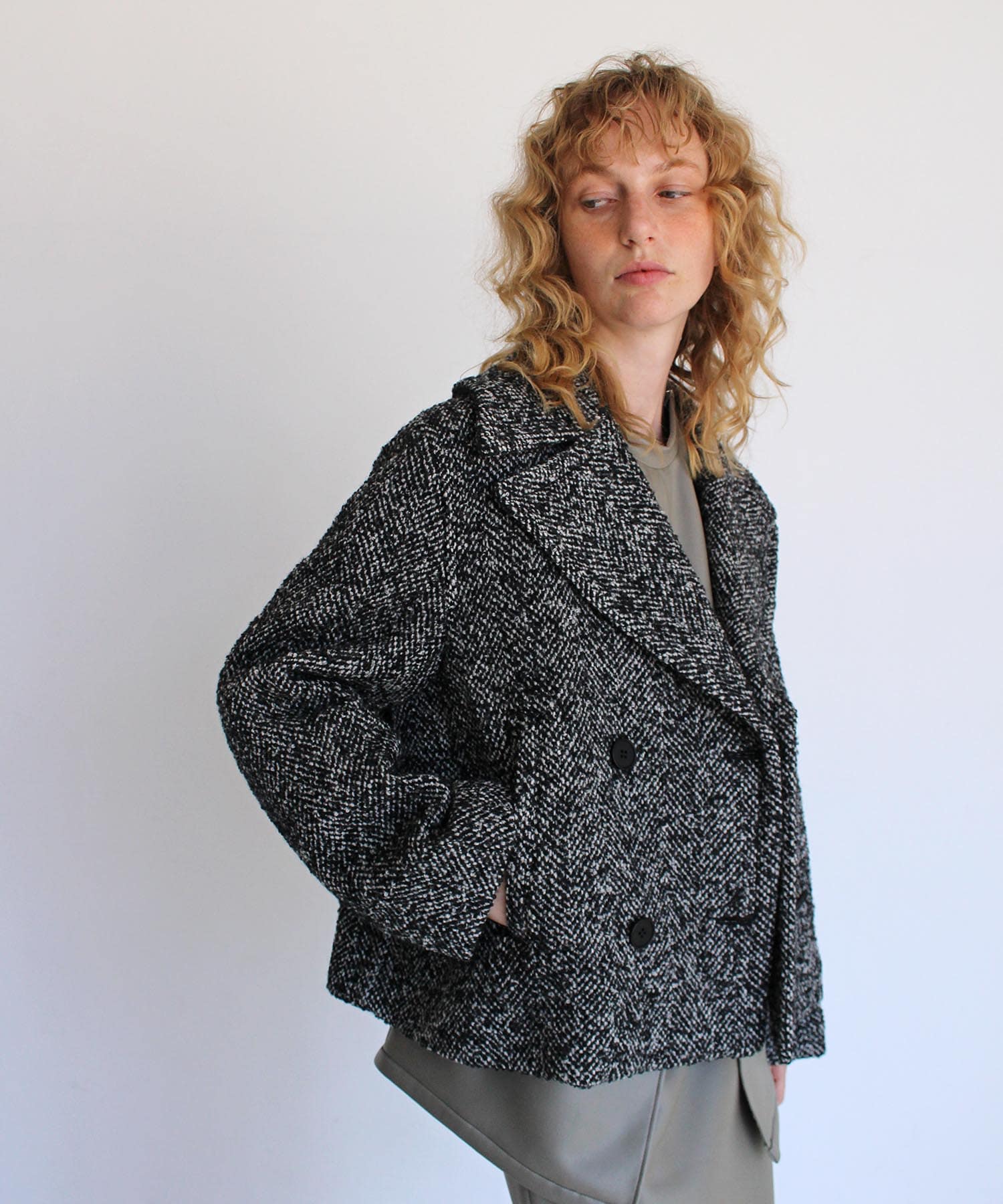 loop herringbone tweed P coat