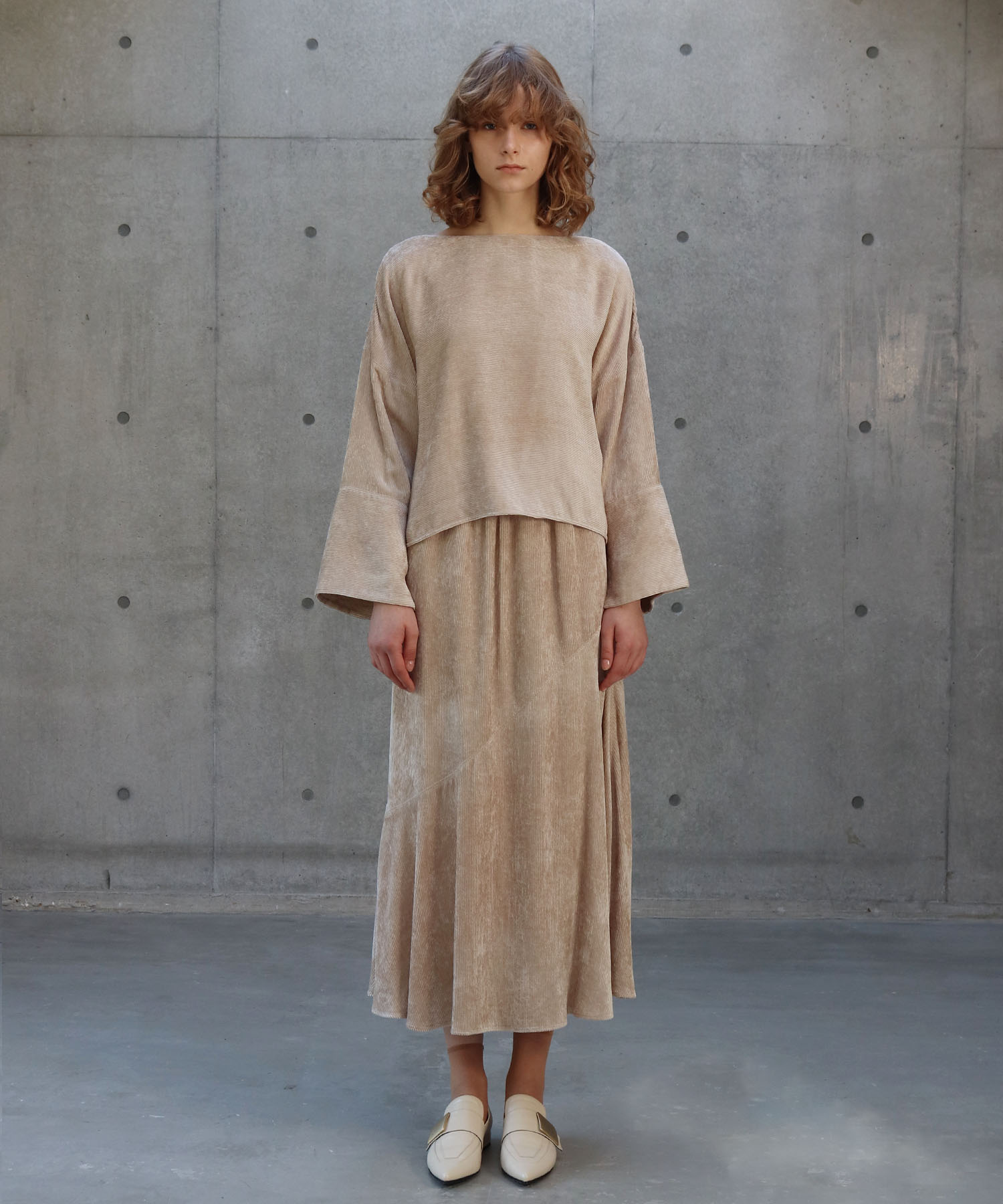 boat neck corduroy  blouse