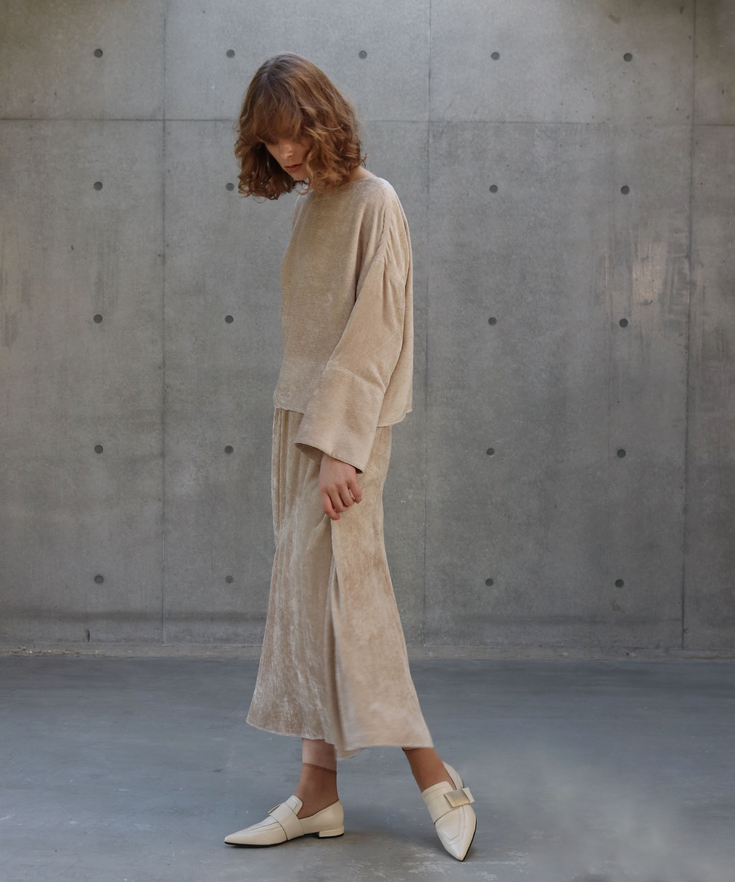 boat neck corduroy  blouse