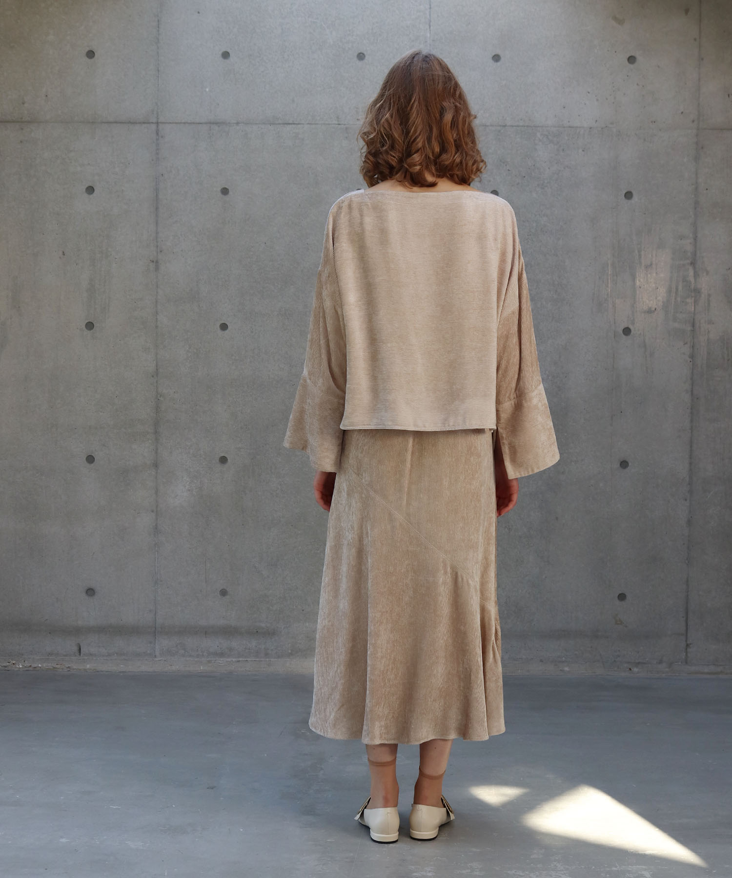 boat neck corduroy  blouse