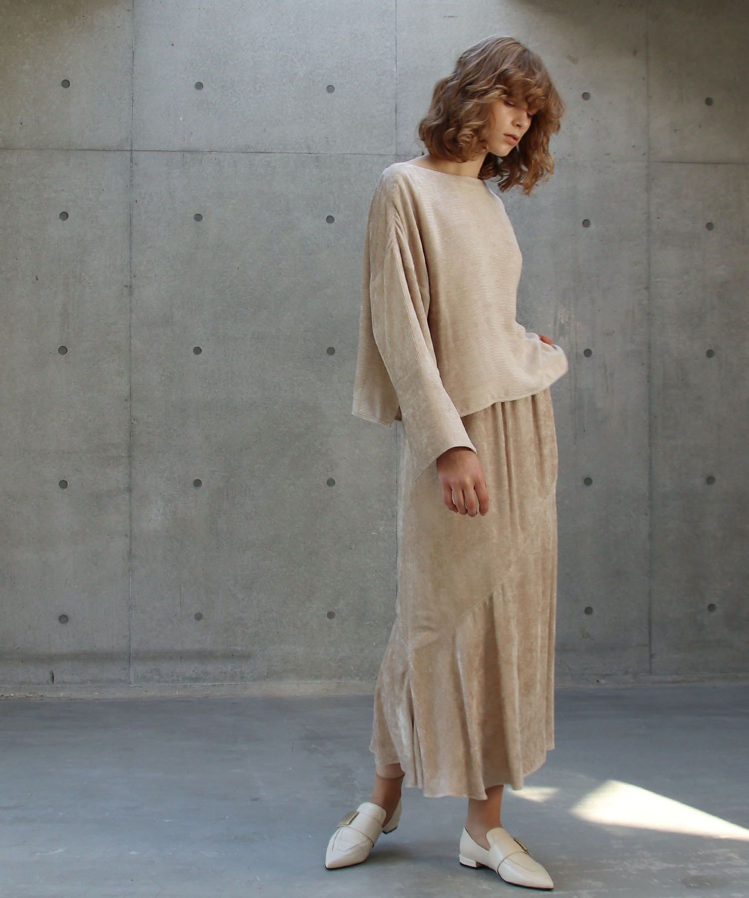 boat neck corduroy  blouse