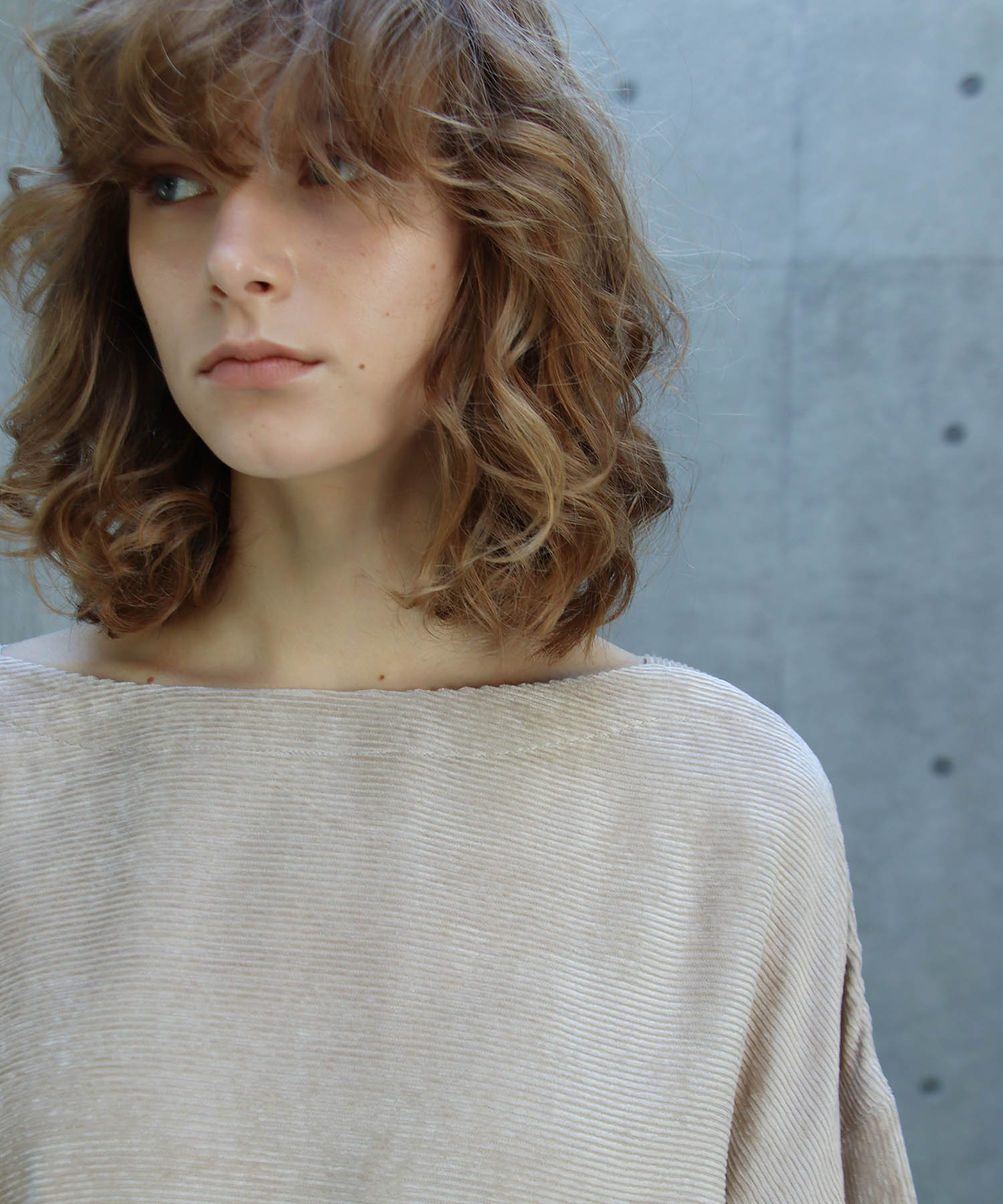boat neck corduroy  blouse