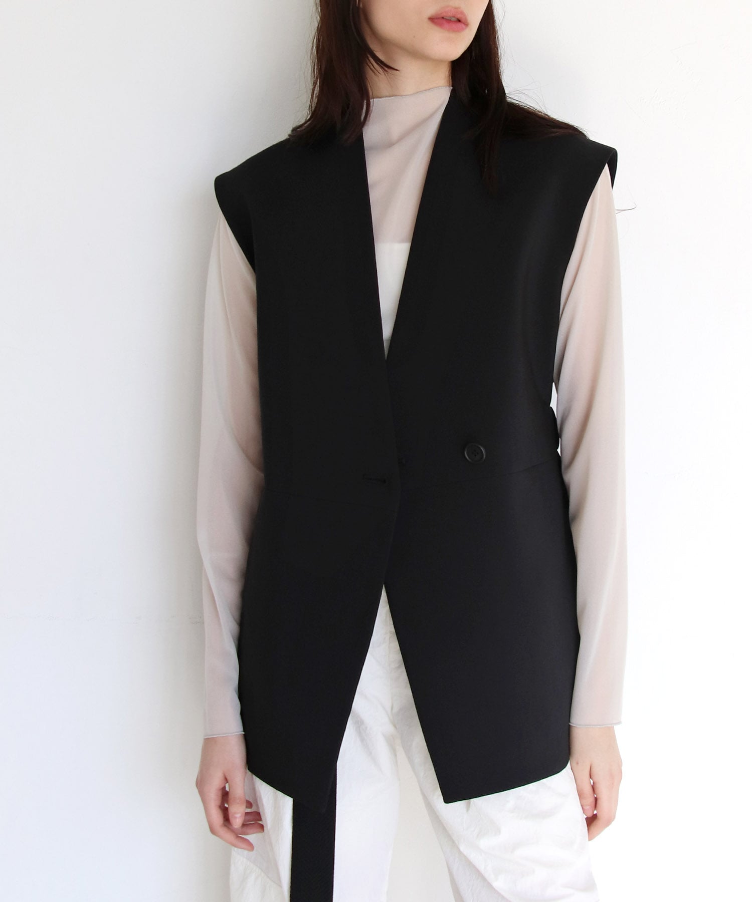 tricot organdy sheer long tee | AND ON JIONE STORE(アンドオン