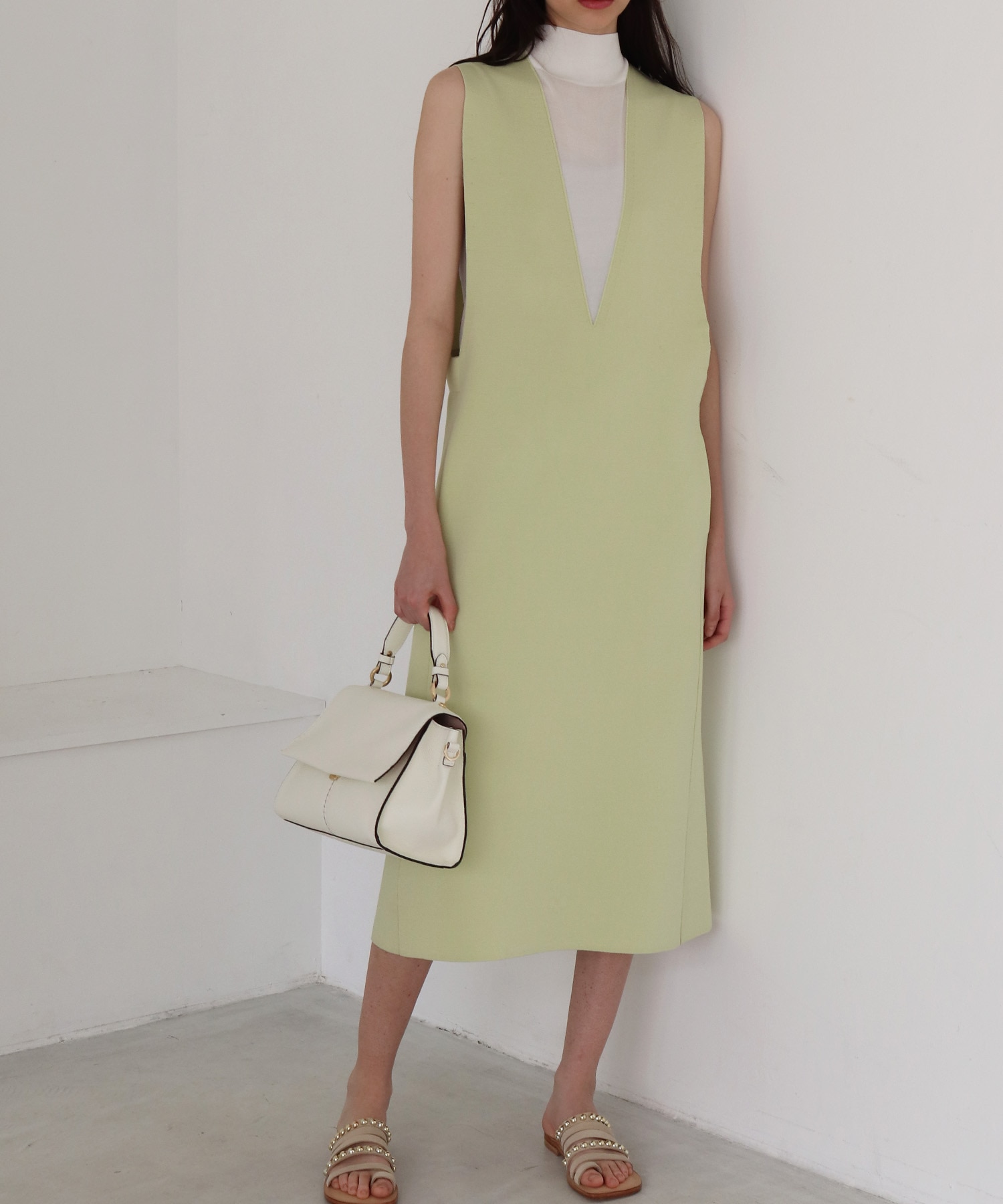 bicolor long&lean knit dress