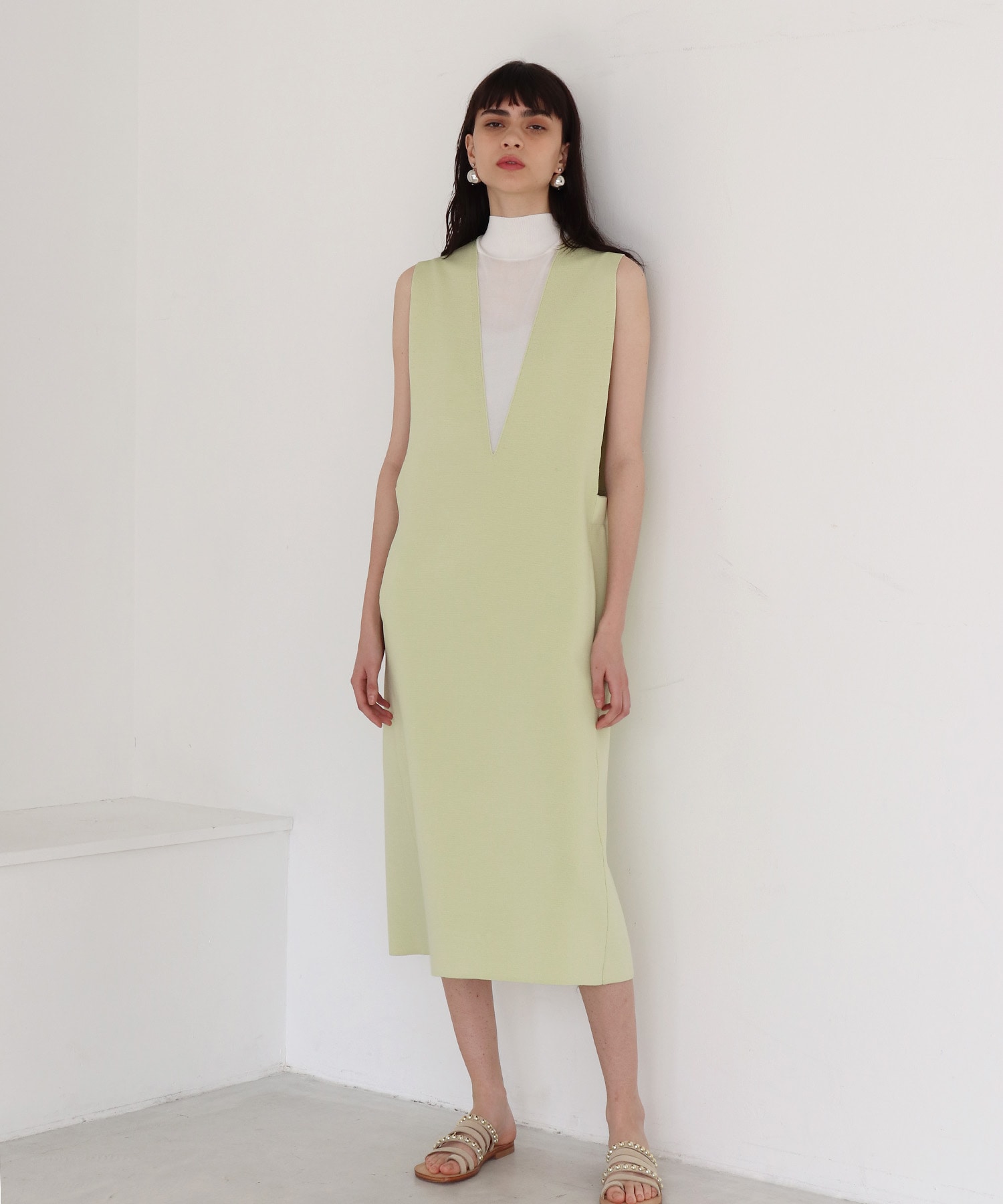 bicolor long&lean knit dress