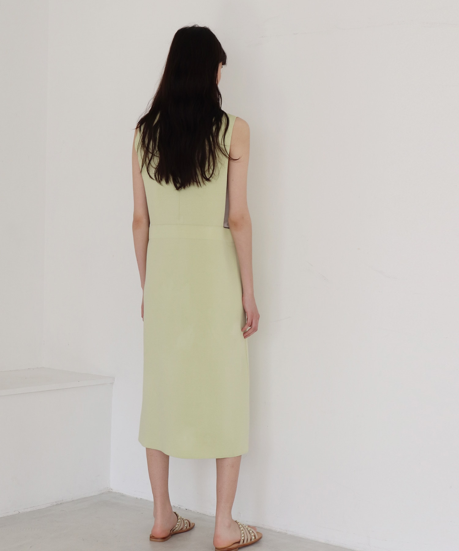 bicolor long&lean knit dress
