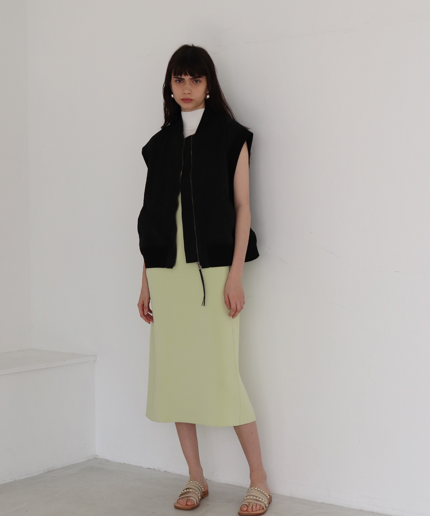 bicolor long&lean knit dress