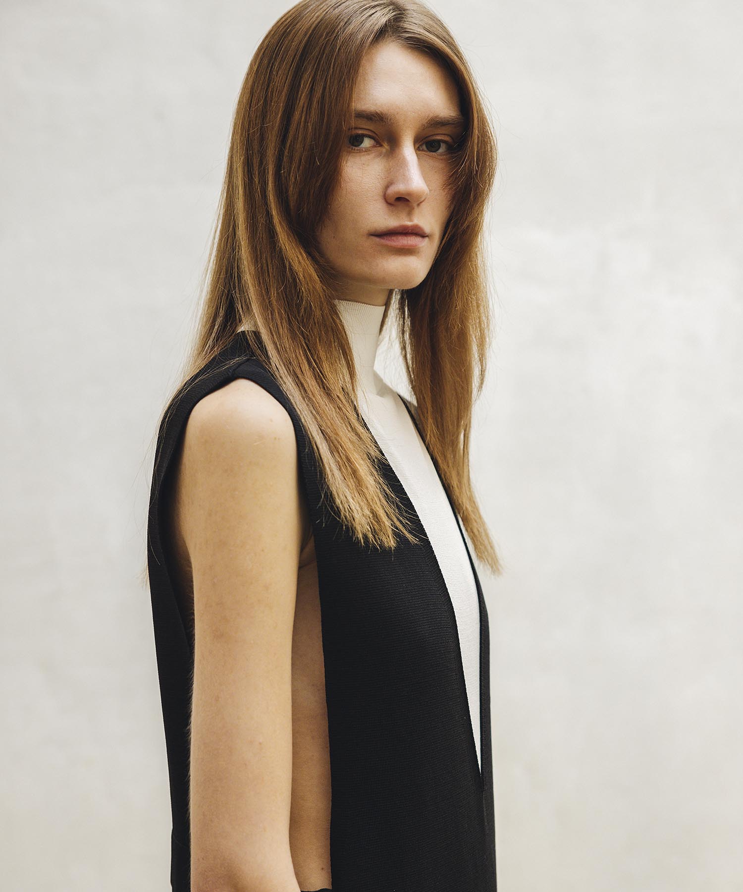 bicolor long&lean knit dress