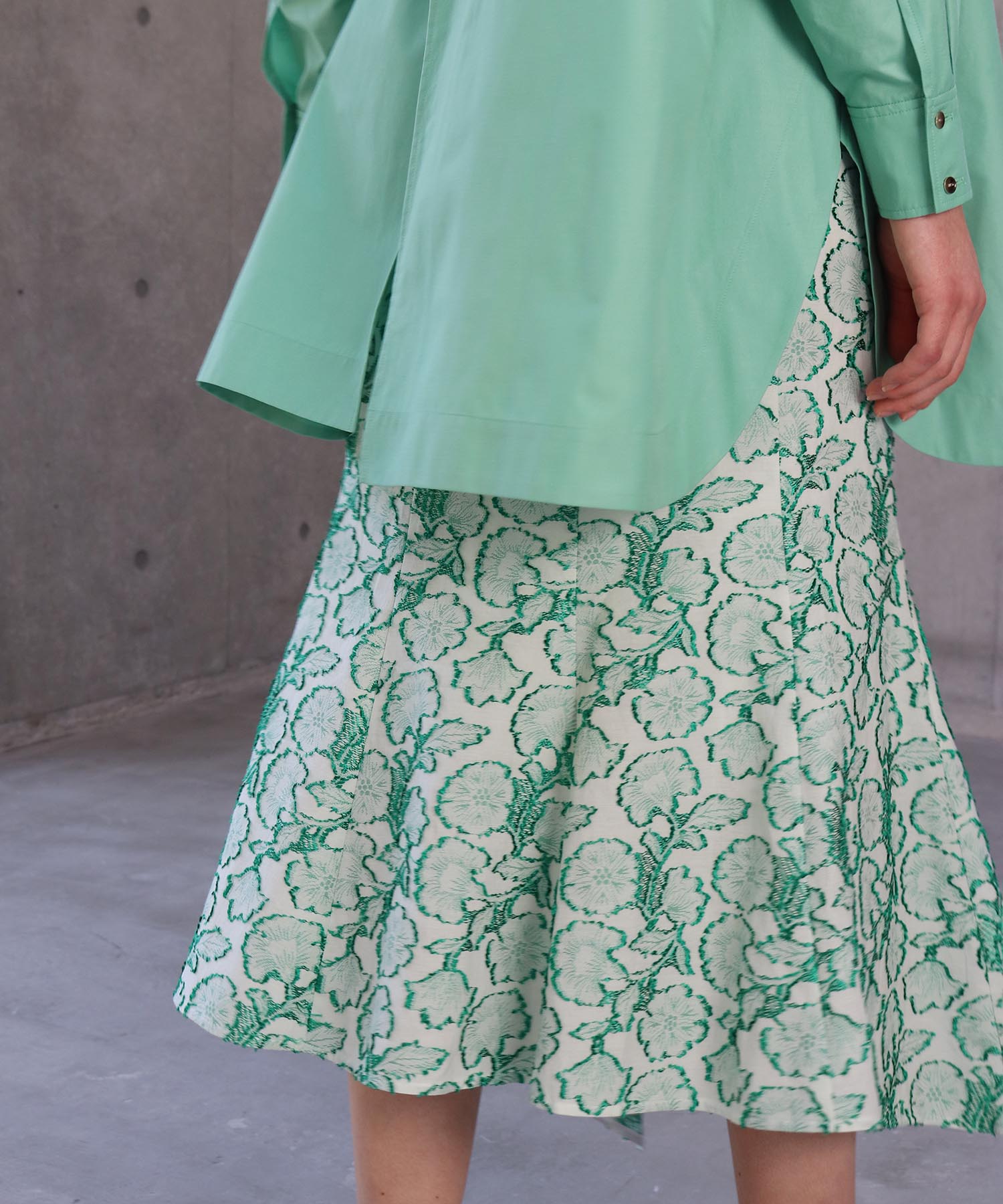 flower  jacquard flare skirt