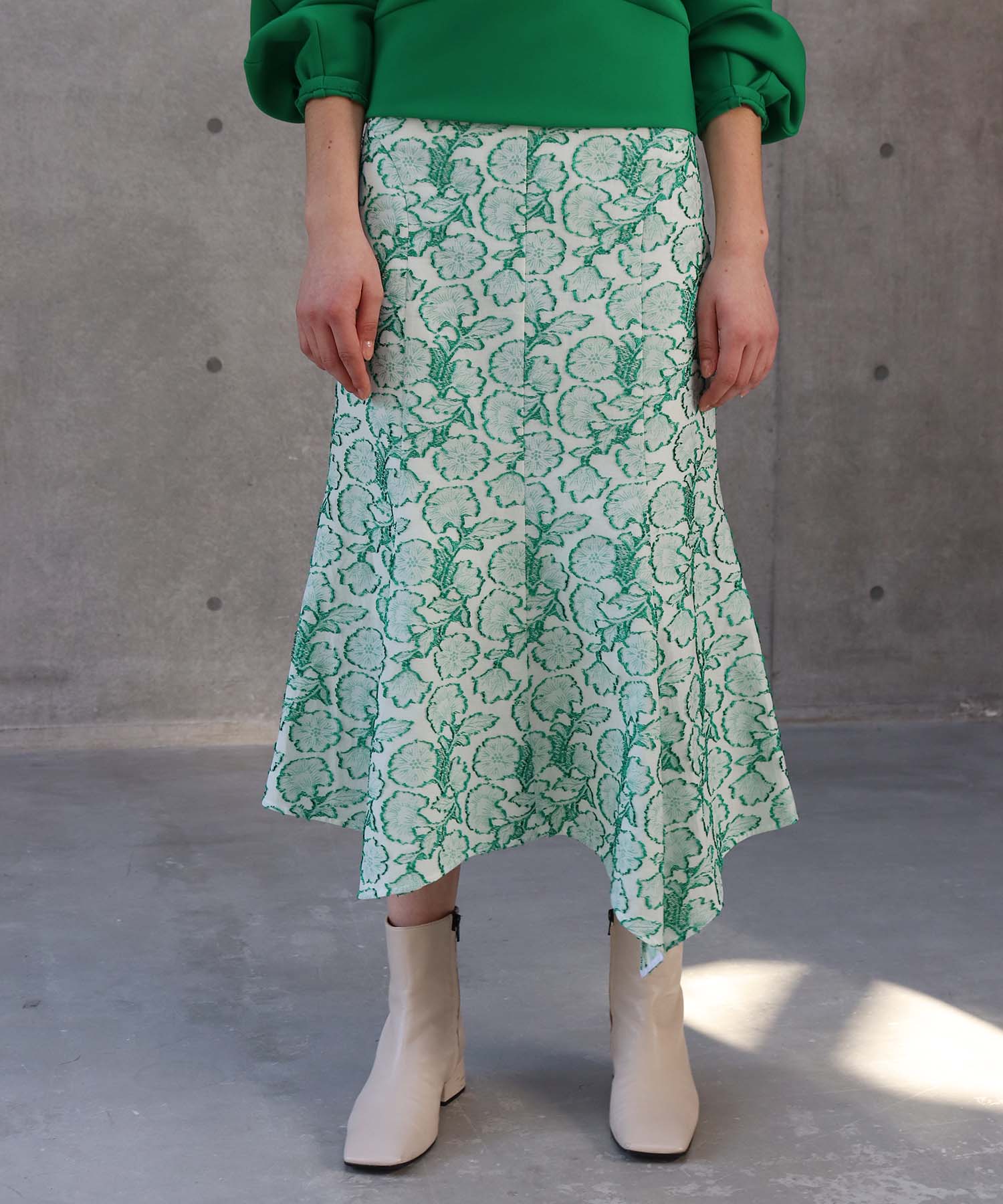 flower  jacquard flare skirt