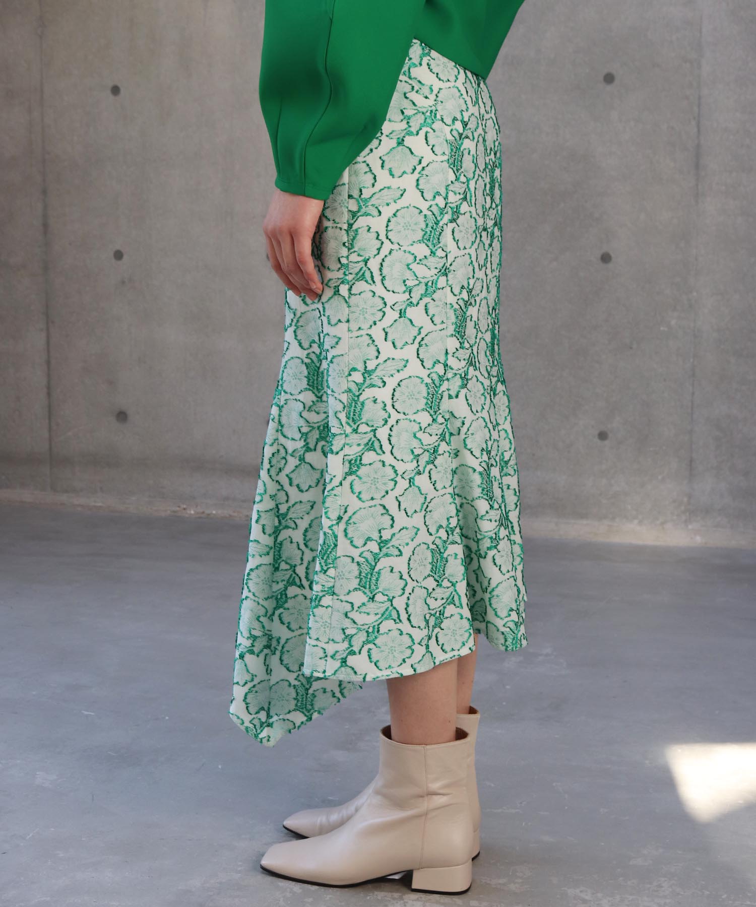 flower  jacquard flare skirt