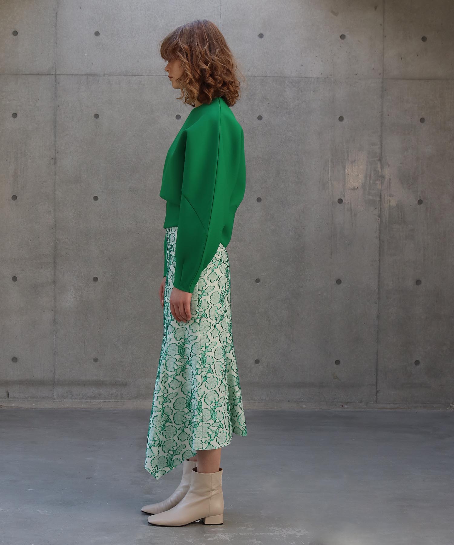 flower  jacquard flare skirt