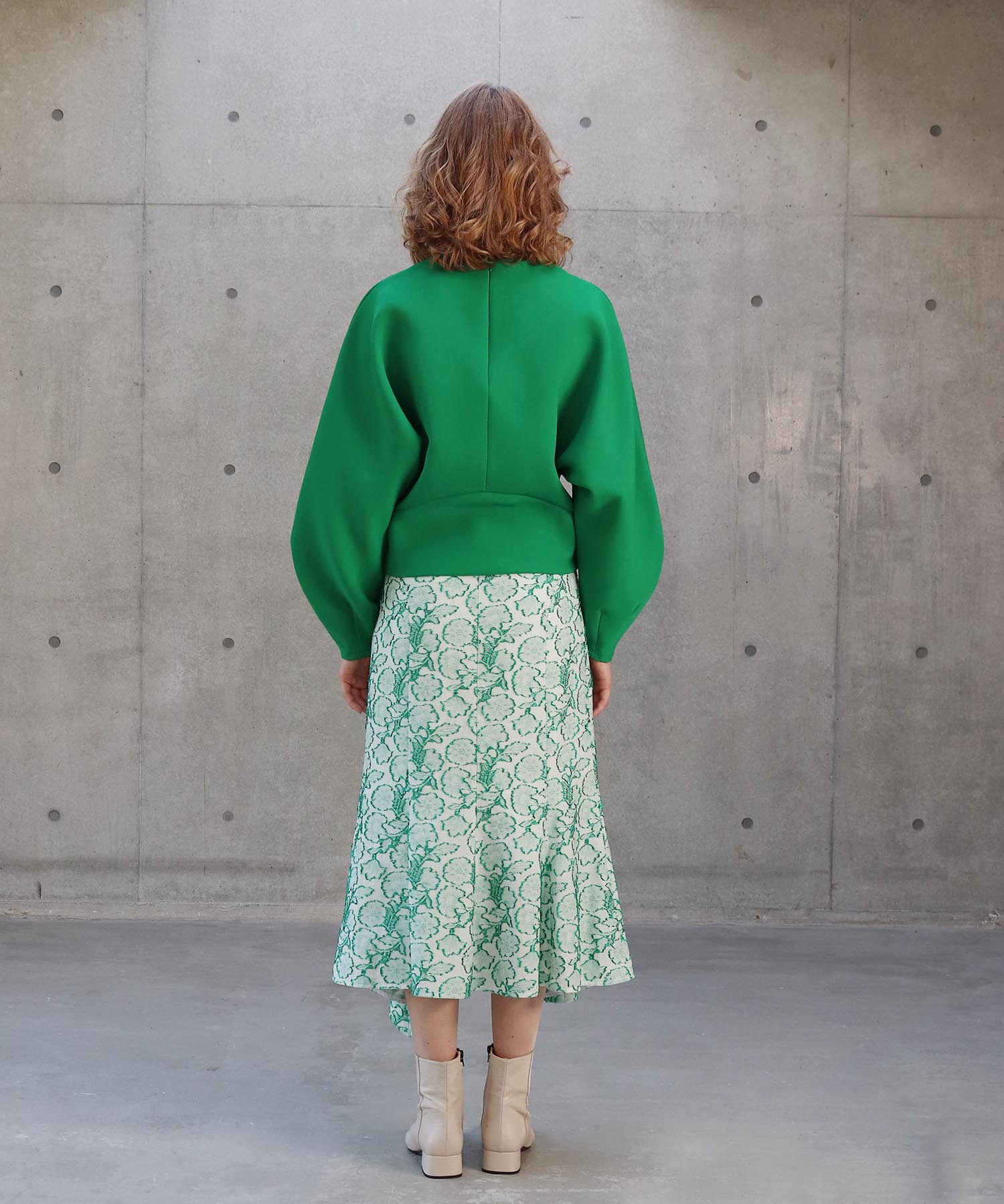 flower  jacquard flare skirt