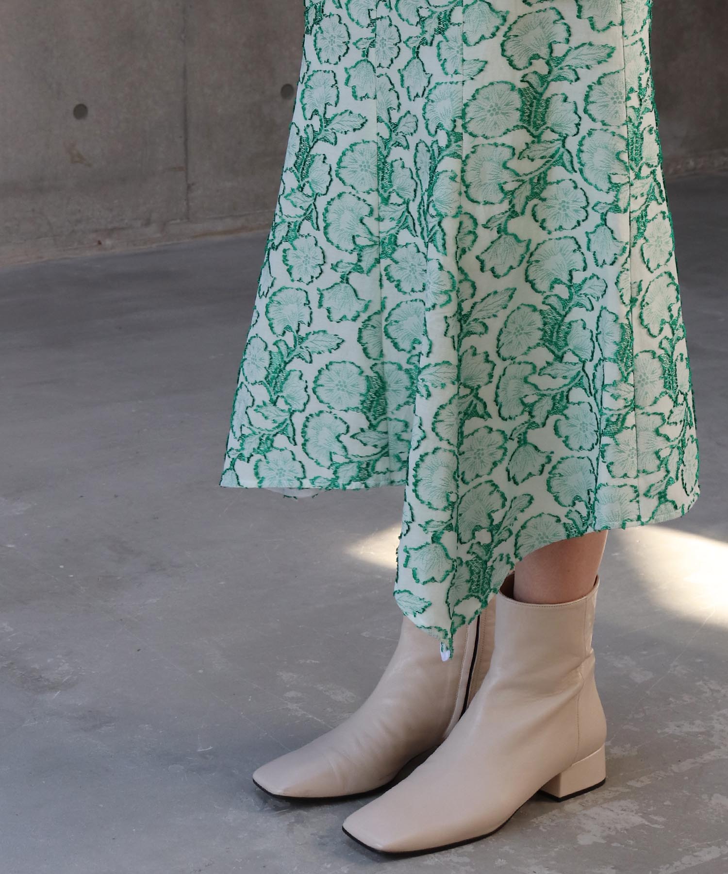 flower  jacquard flare skirt