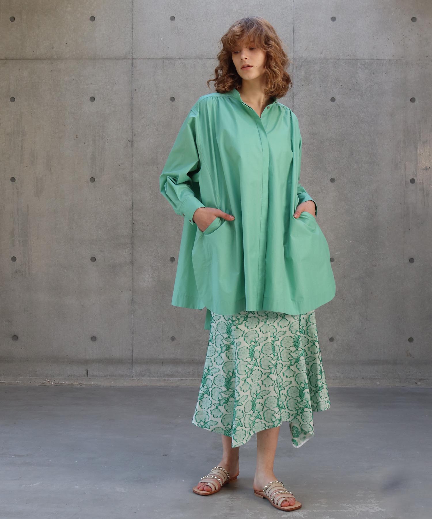 flower  jacquard flare skirt