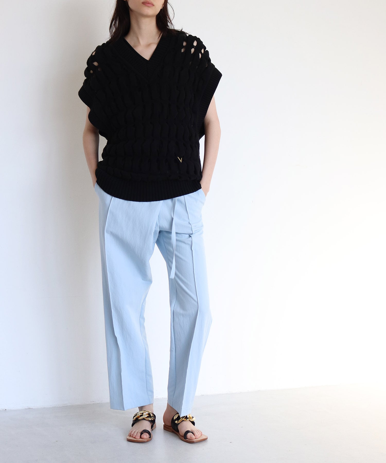 high waist pin tuck pants
