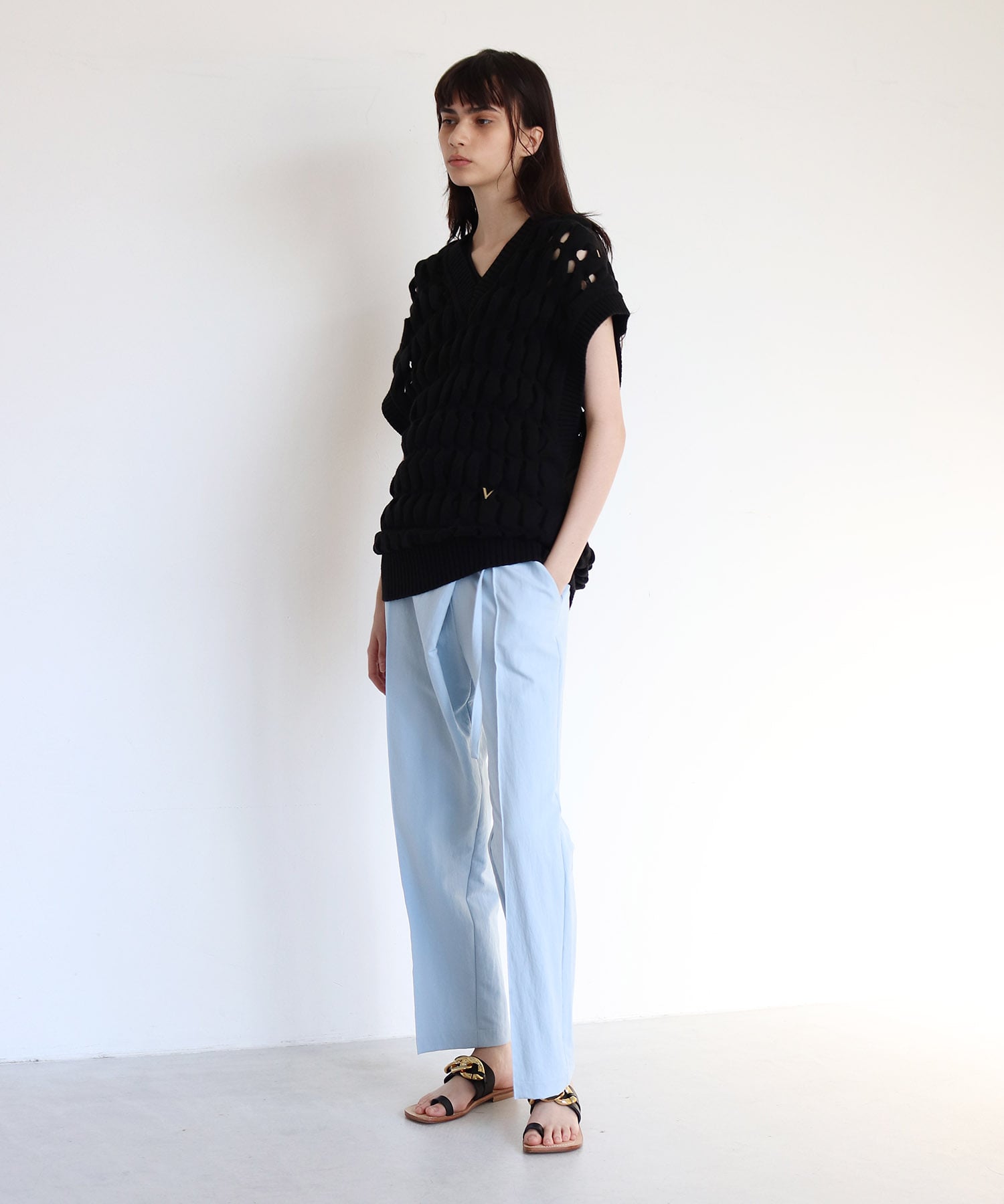 high waist pin tuck pants