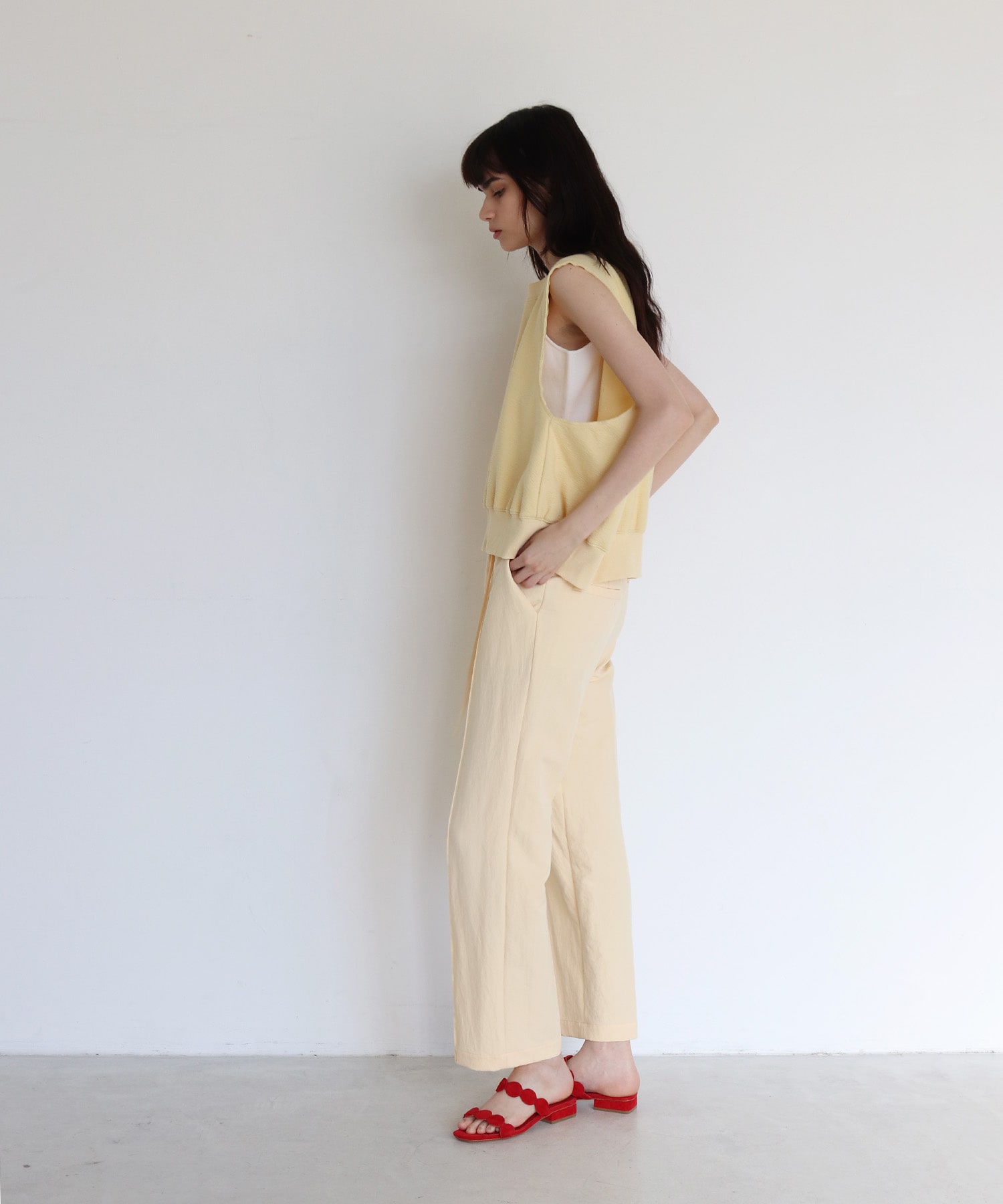 high waist pin tuck pants