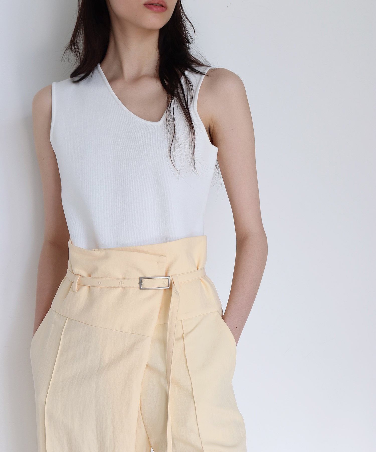 high waist pin tuck pants