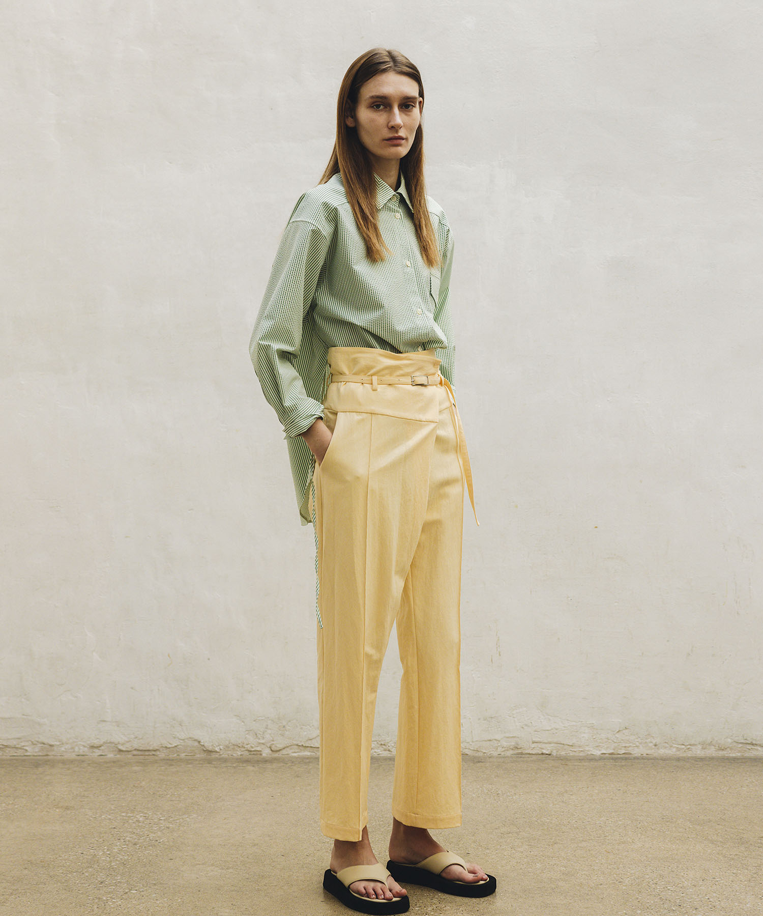 high waist pin tuck pants