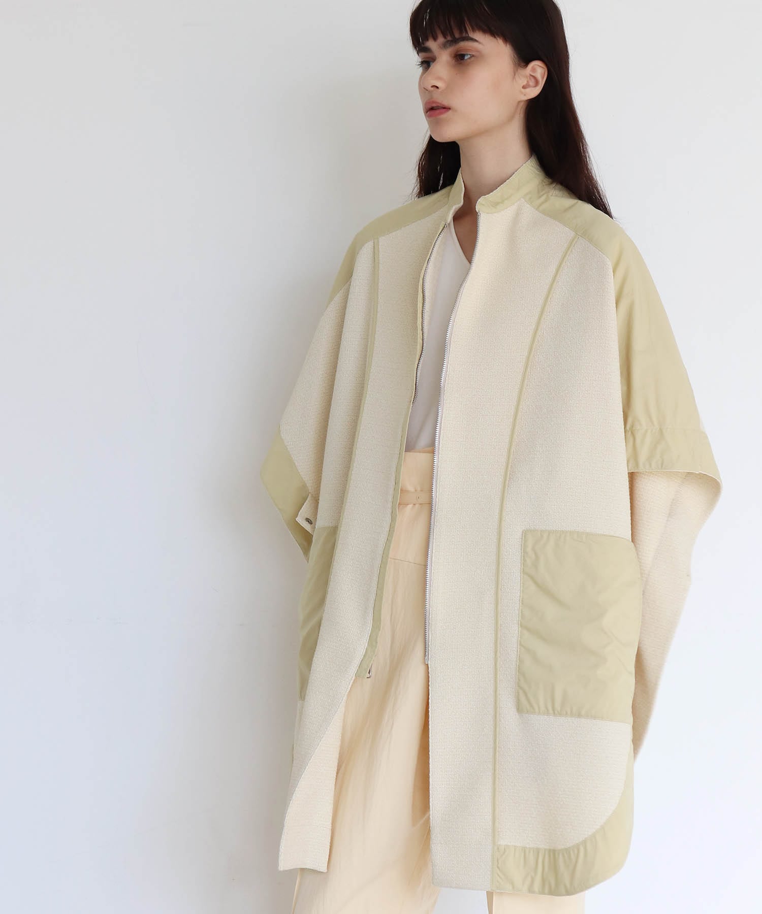tweed reversible poncho coat