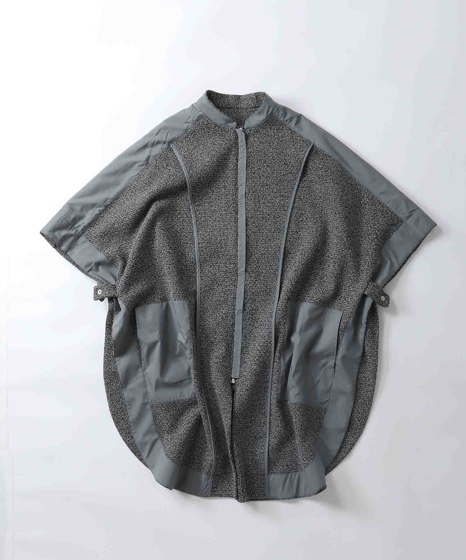 tweed reversible poncho coat
