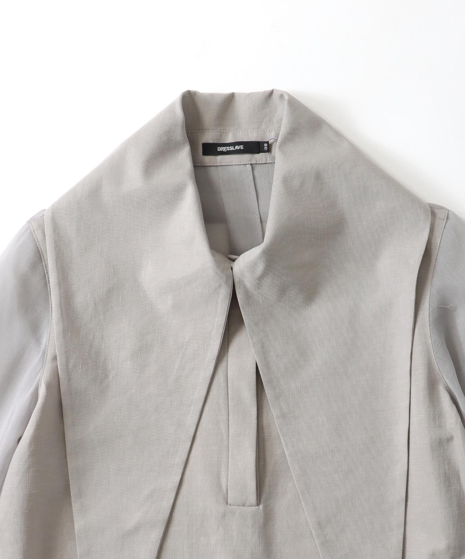 triacetate linen big collar dress