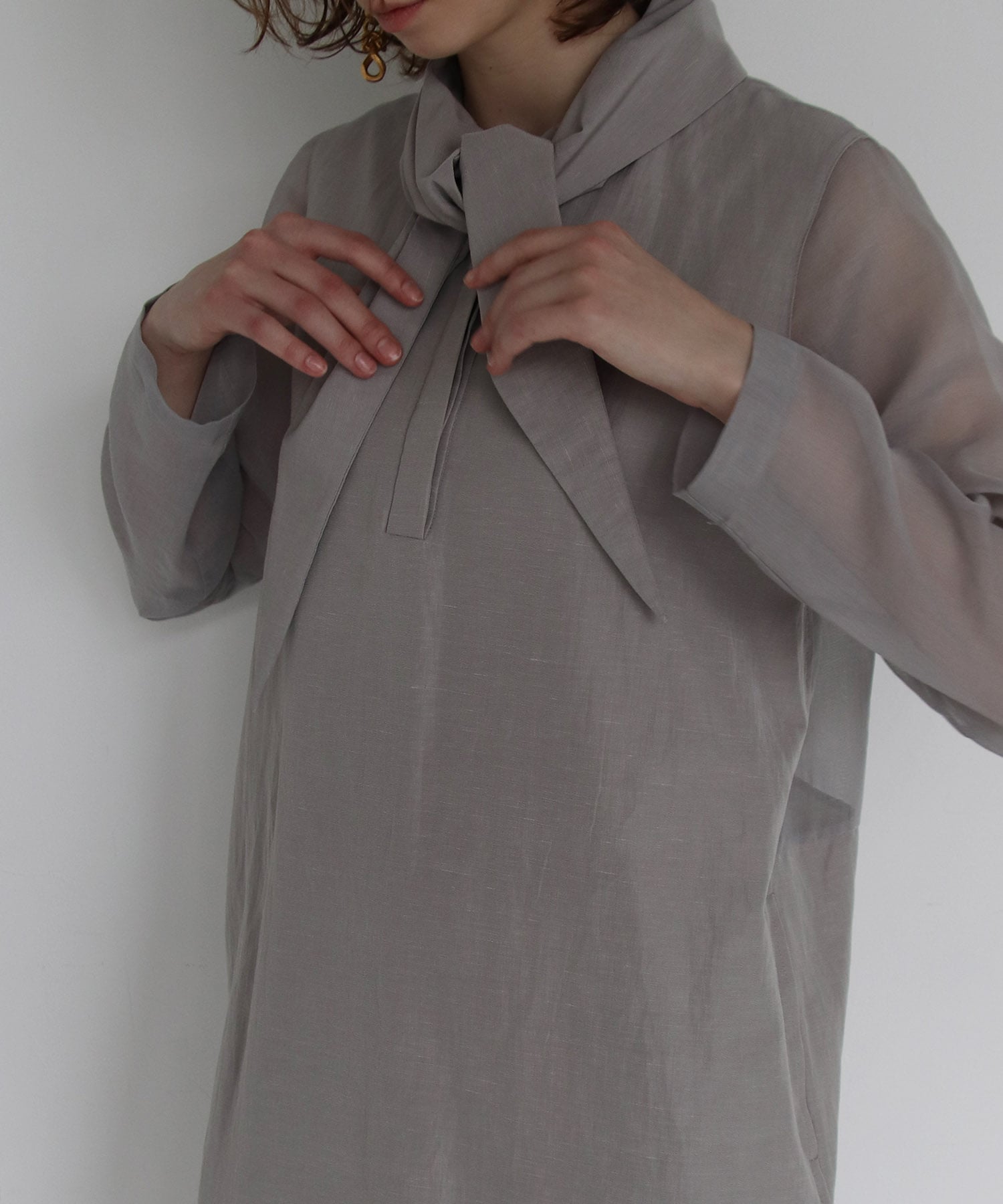 triacetate linen big collar dress
