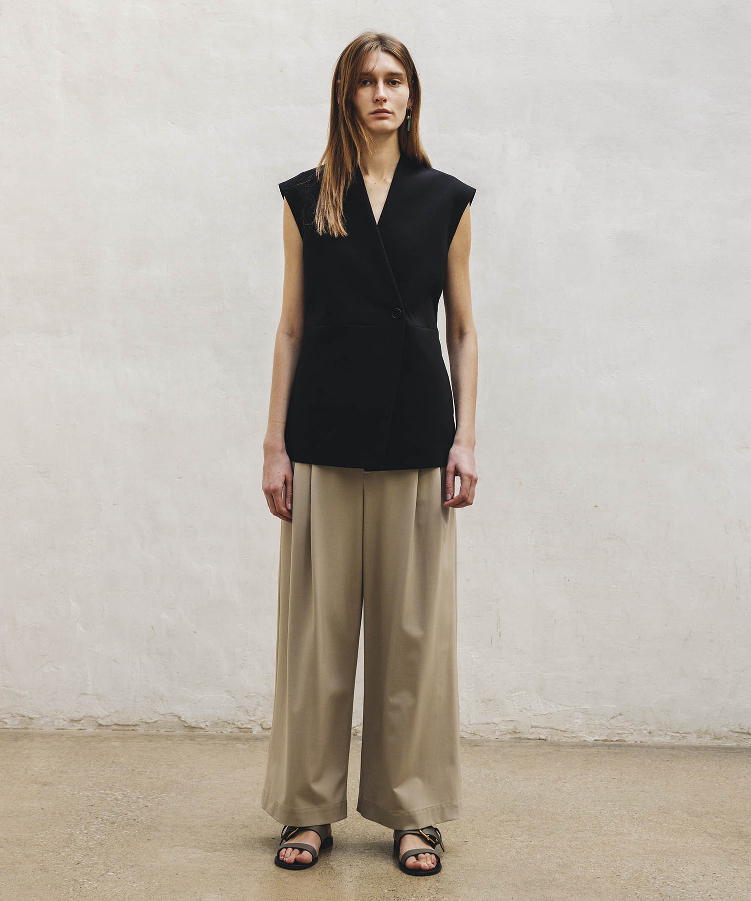 T/R stretch wide relax pants