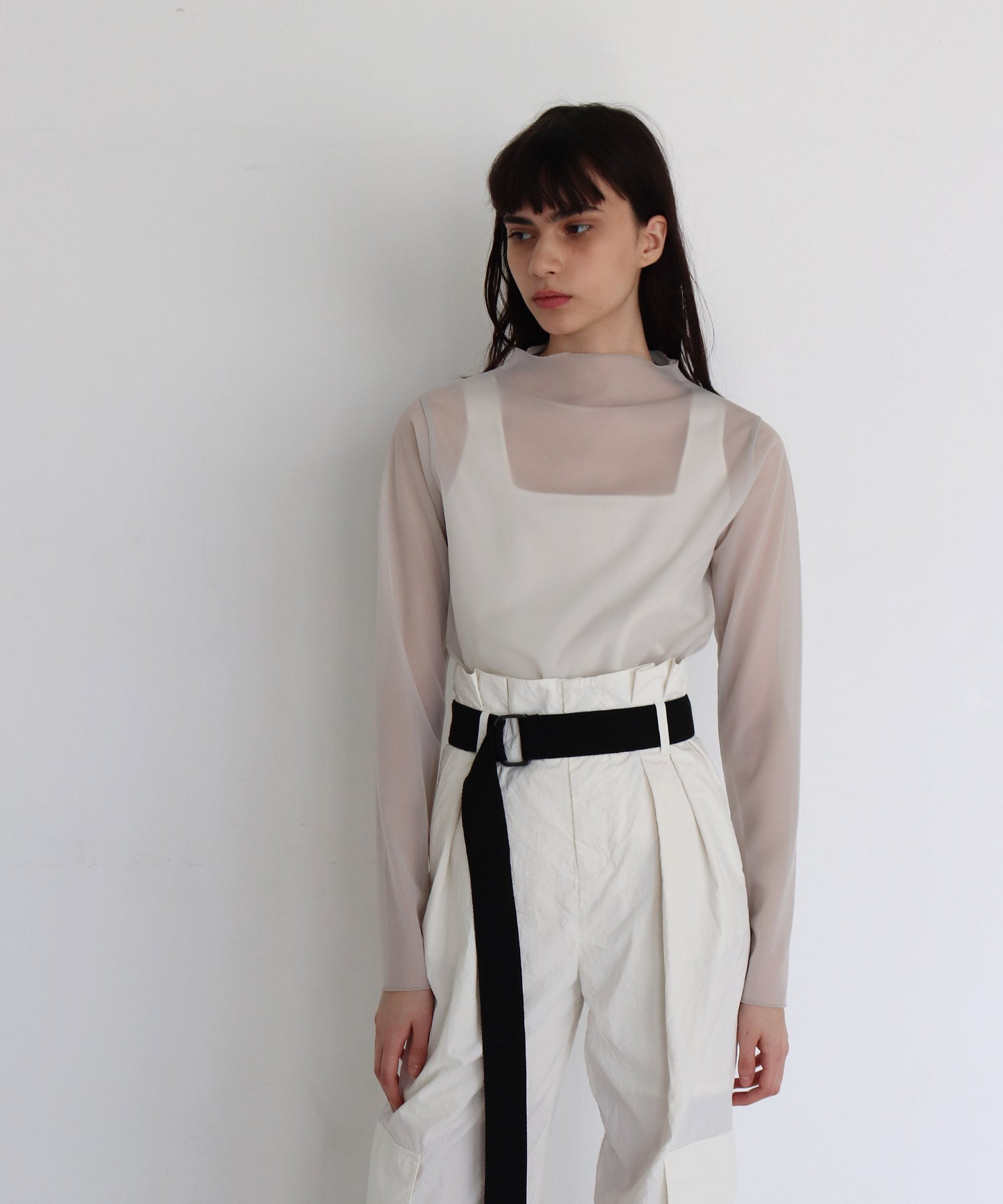 tricot organdy sheer long tee | AND ON JIONE STORE（アンドオン