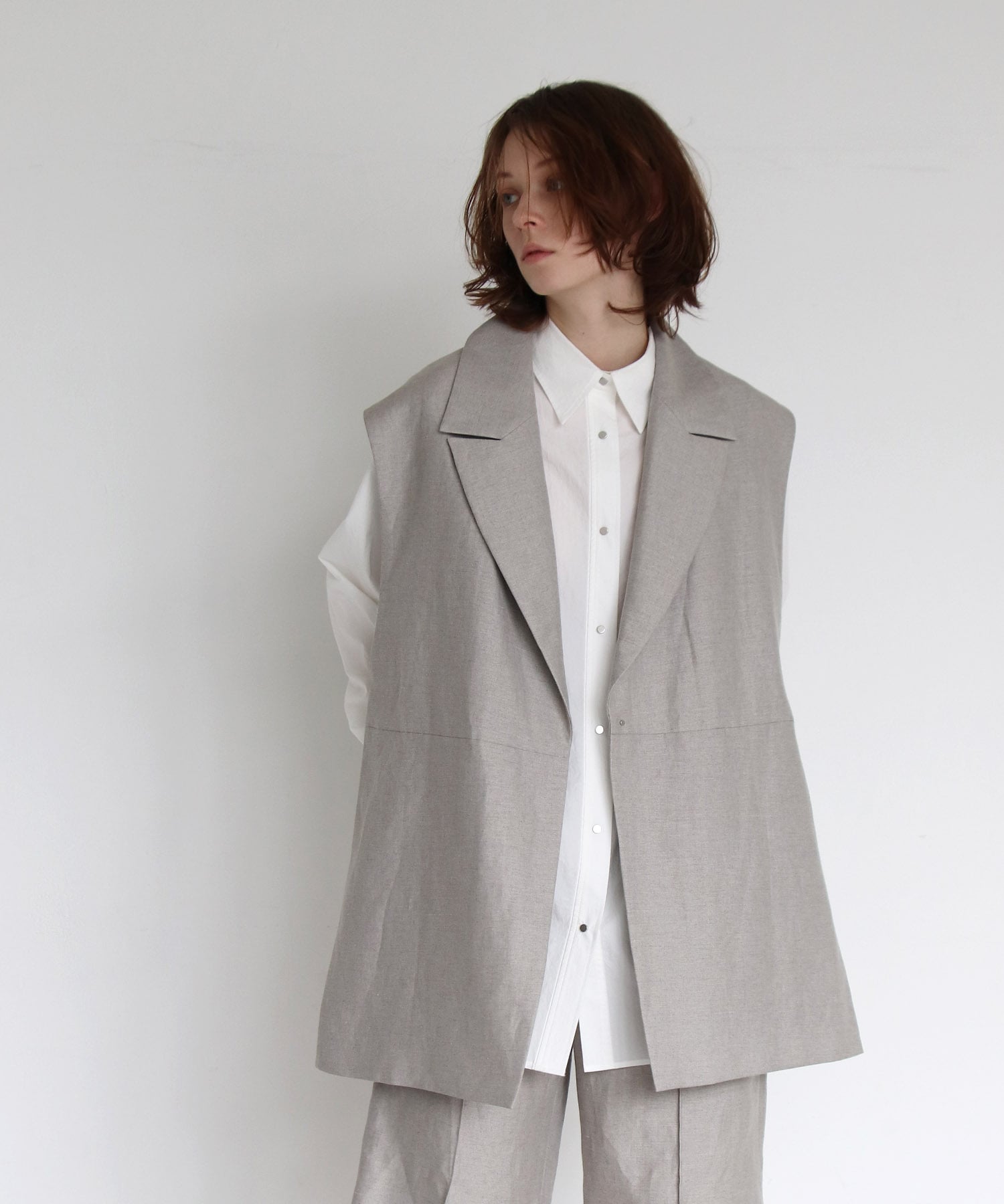 wool linen tailored gillet