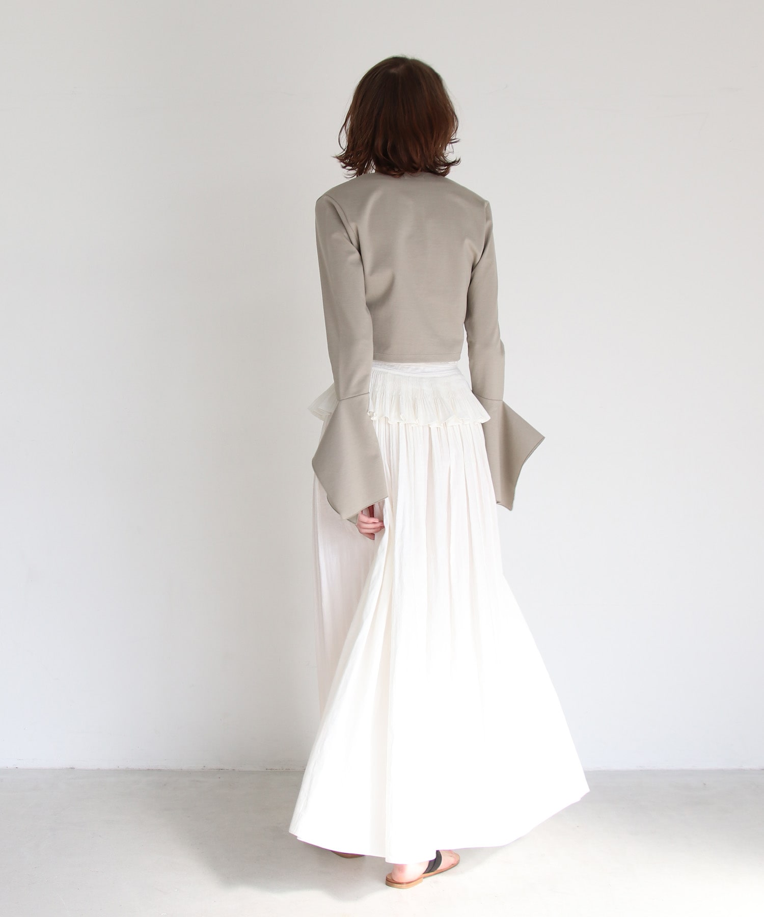 hand stitch peplum gather skirt