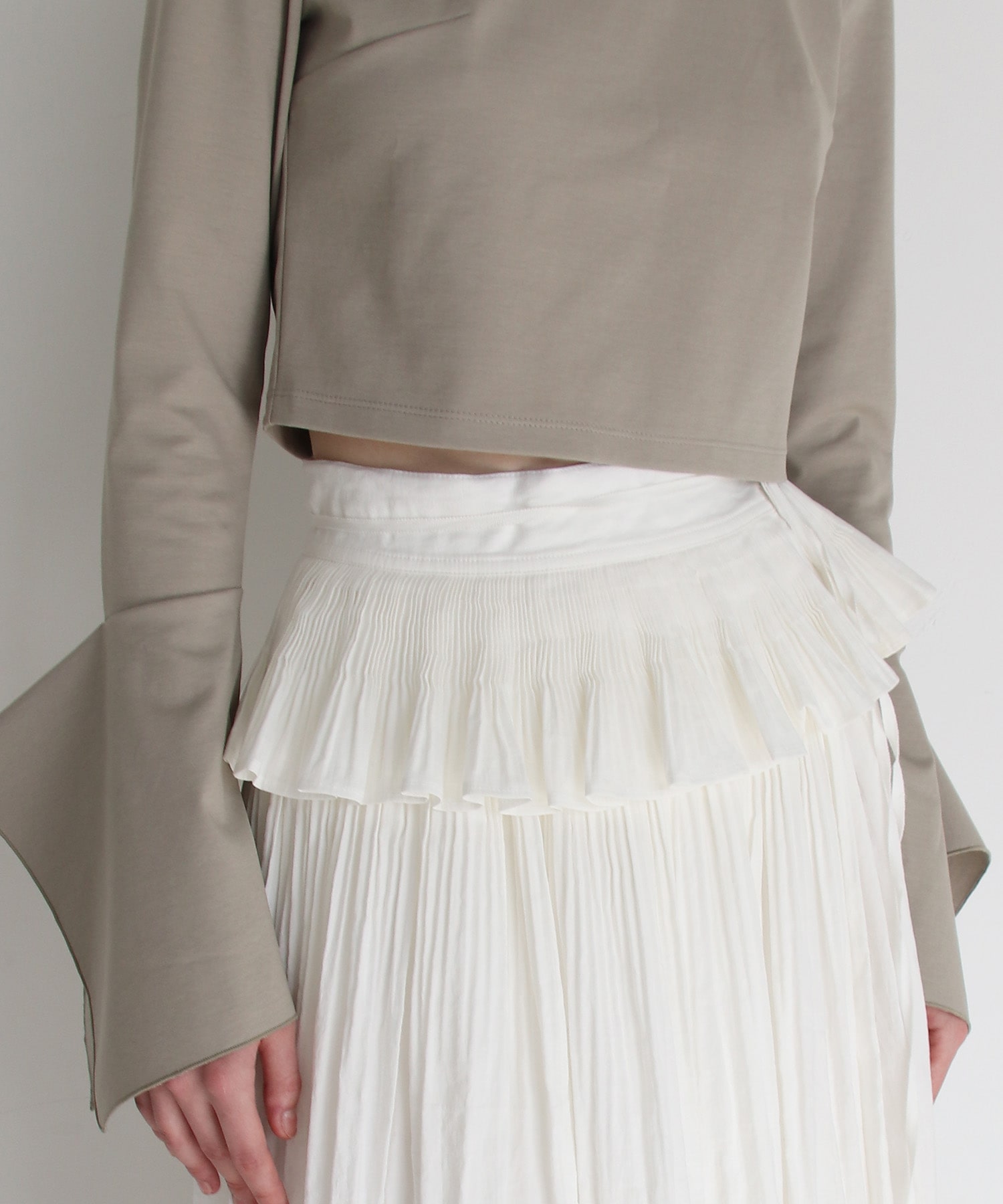 hand stitch peplum gather skirt