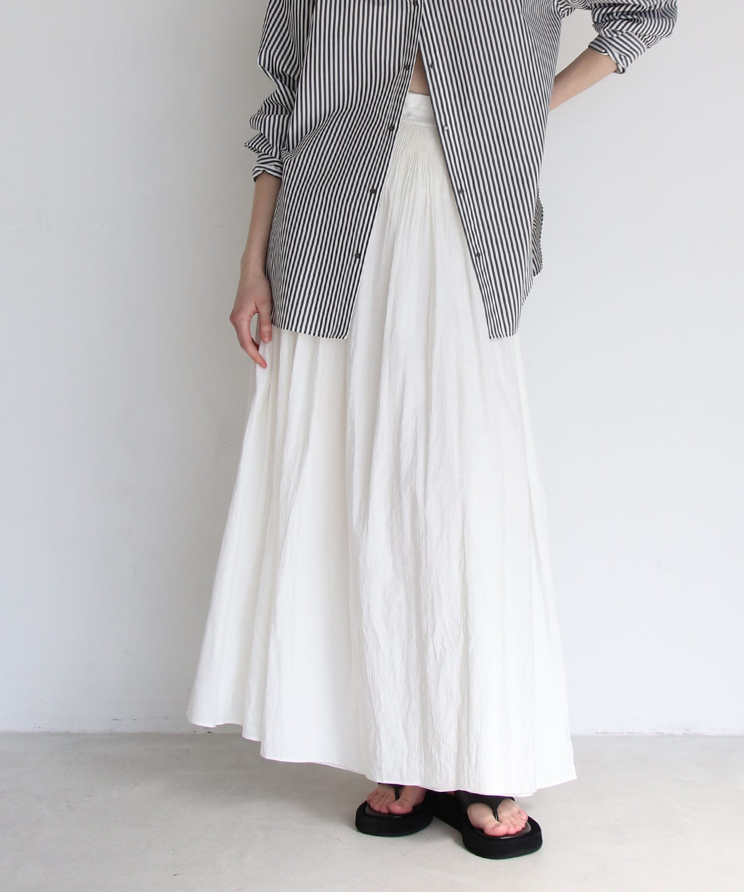 hand stitch peplum gather skirt