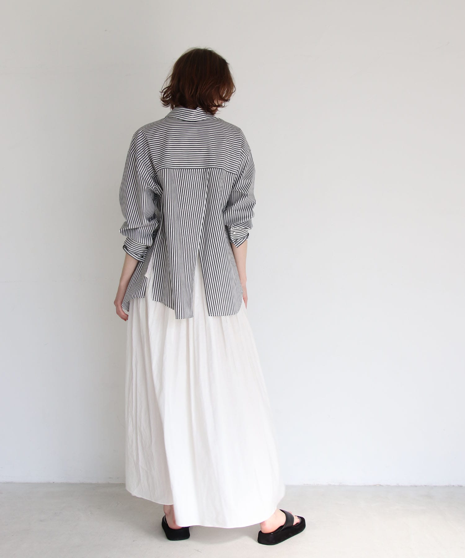 hand stitch peplum gather skirt