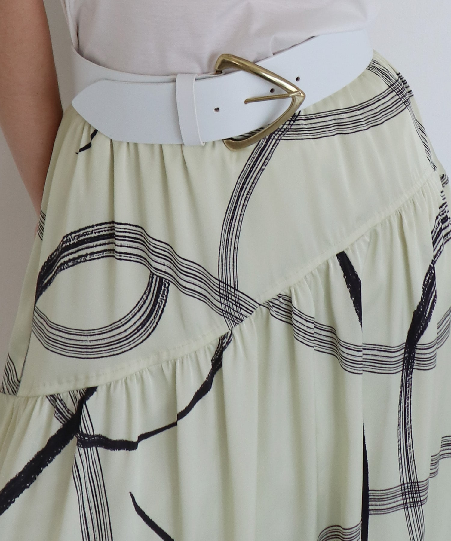 blush print gather switching skirt