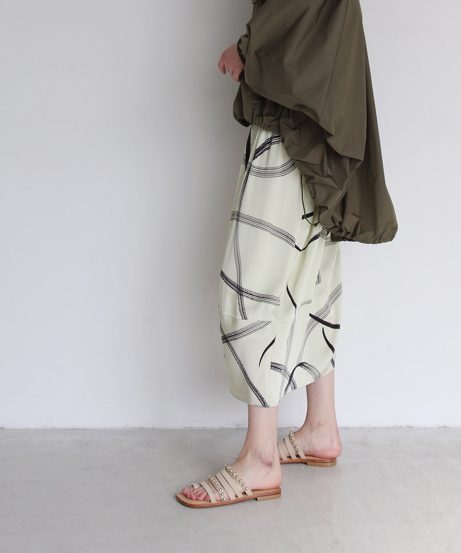 blush print gather switching skirt
