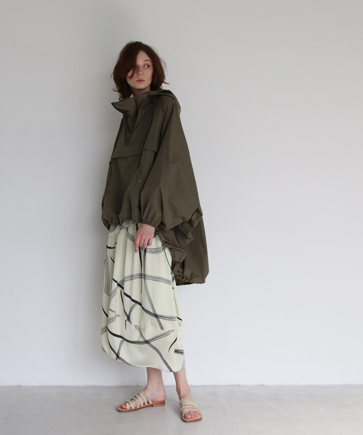 blush print gather switching skirt
