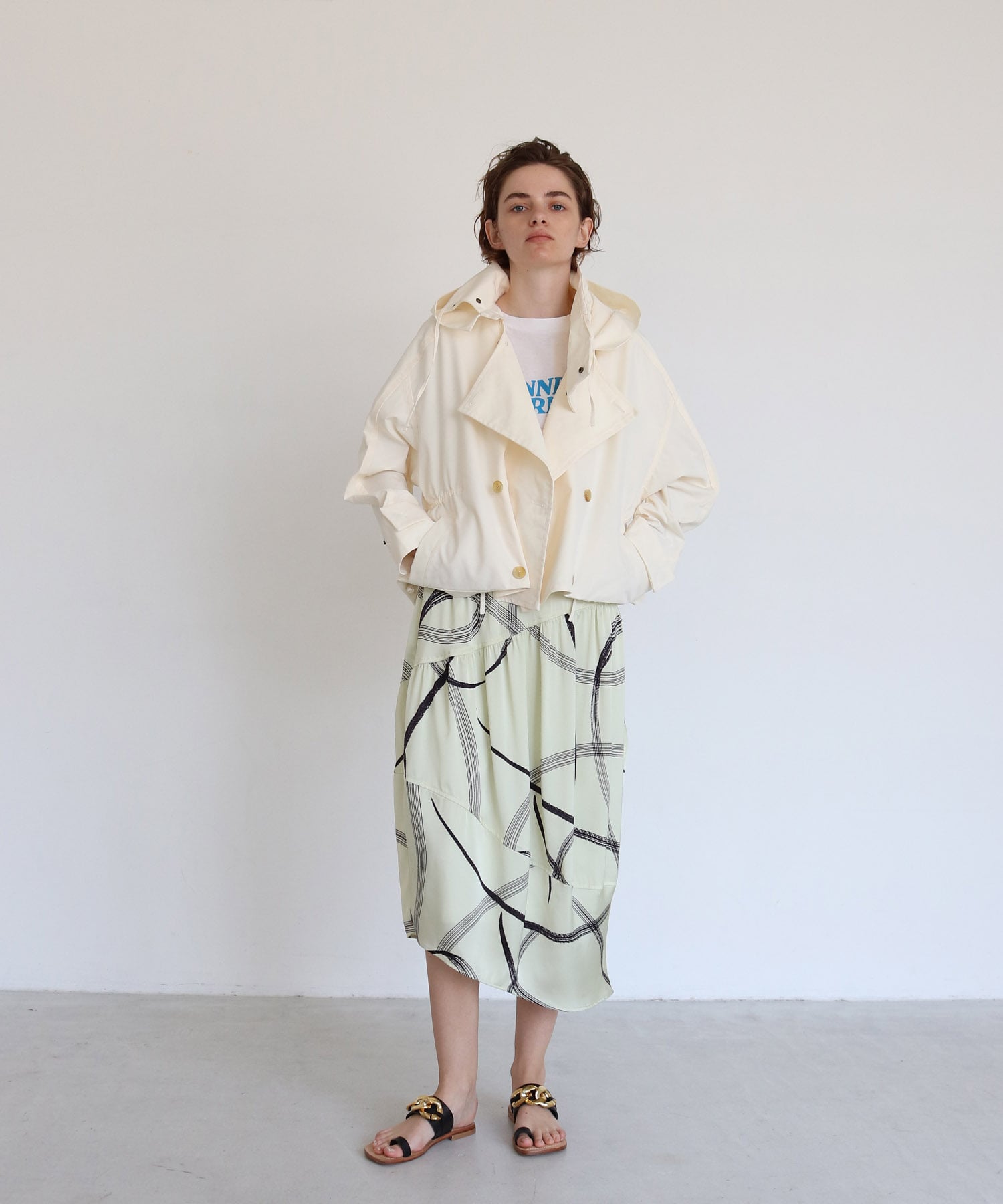blush print gather switching skirt