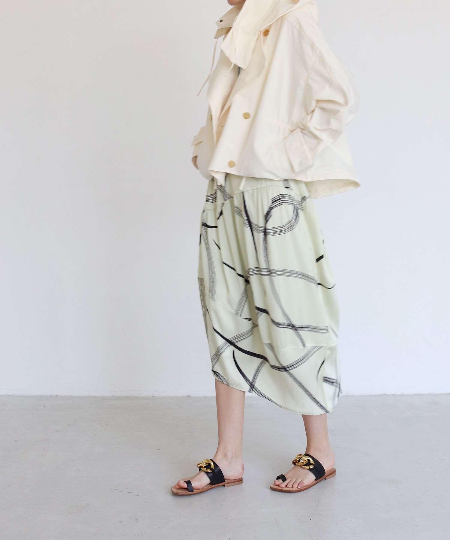 blush print gather switching skirt