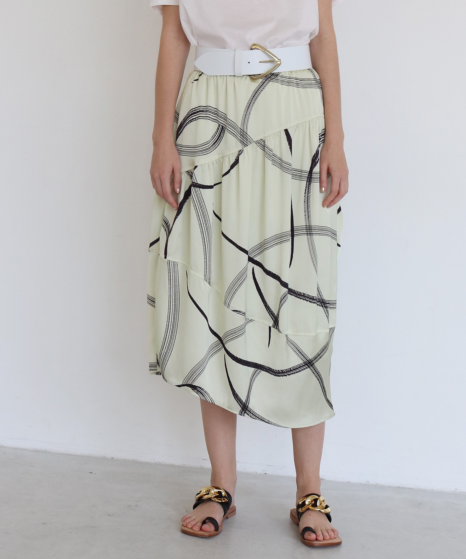 blush print gather switching skirt