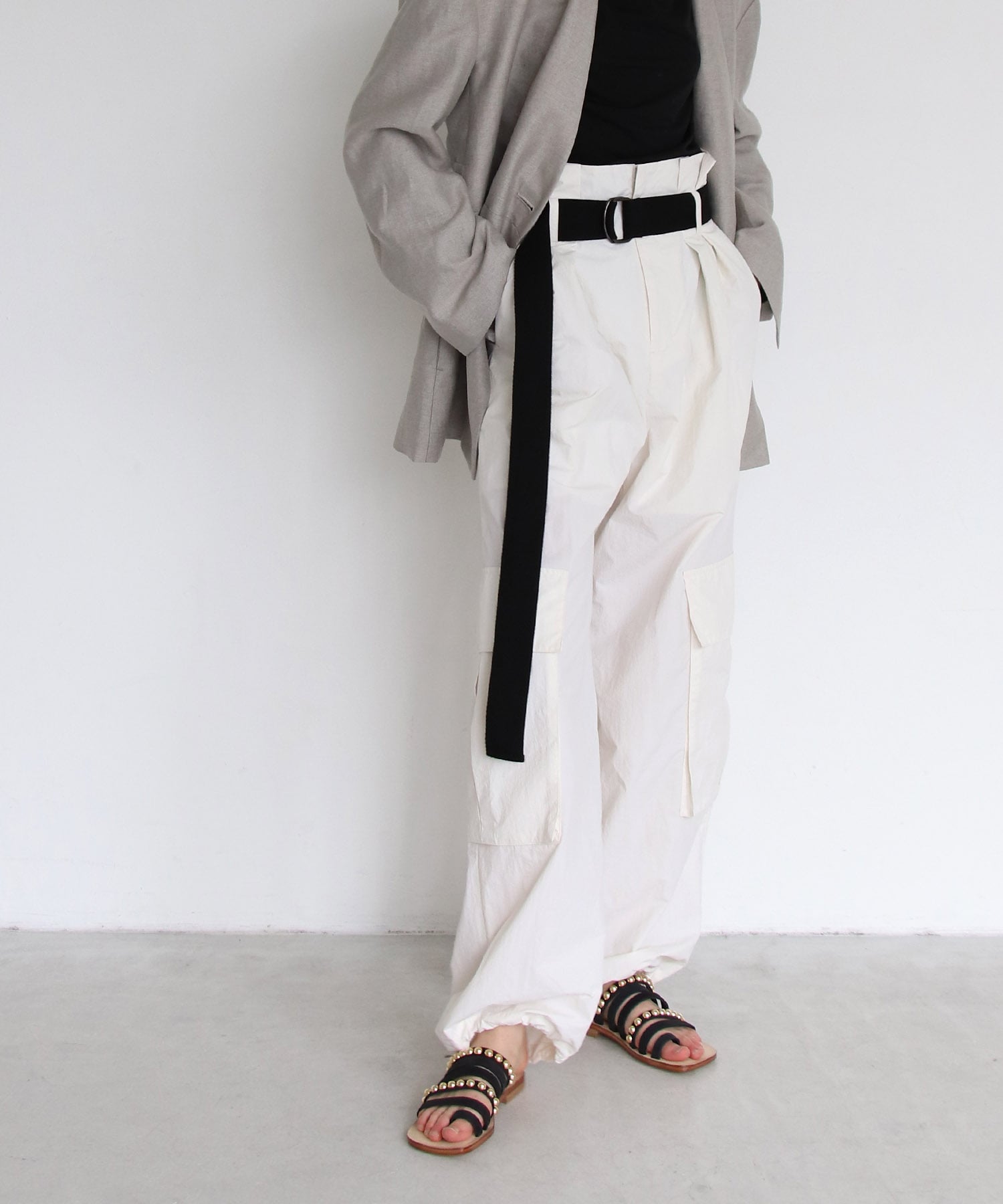 nylon utility belted pants